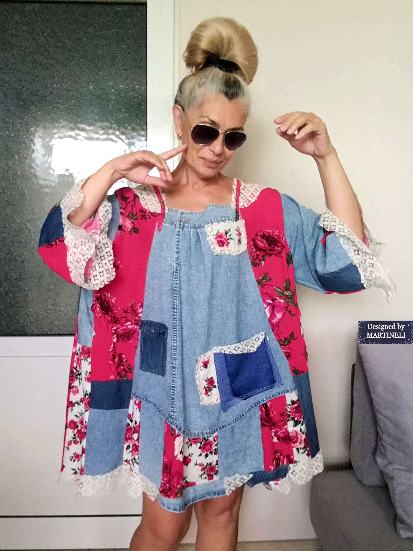 Plus Size Denim Dress 5XL Maxi Floral Shirt Dress