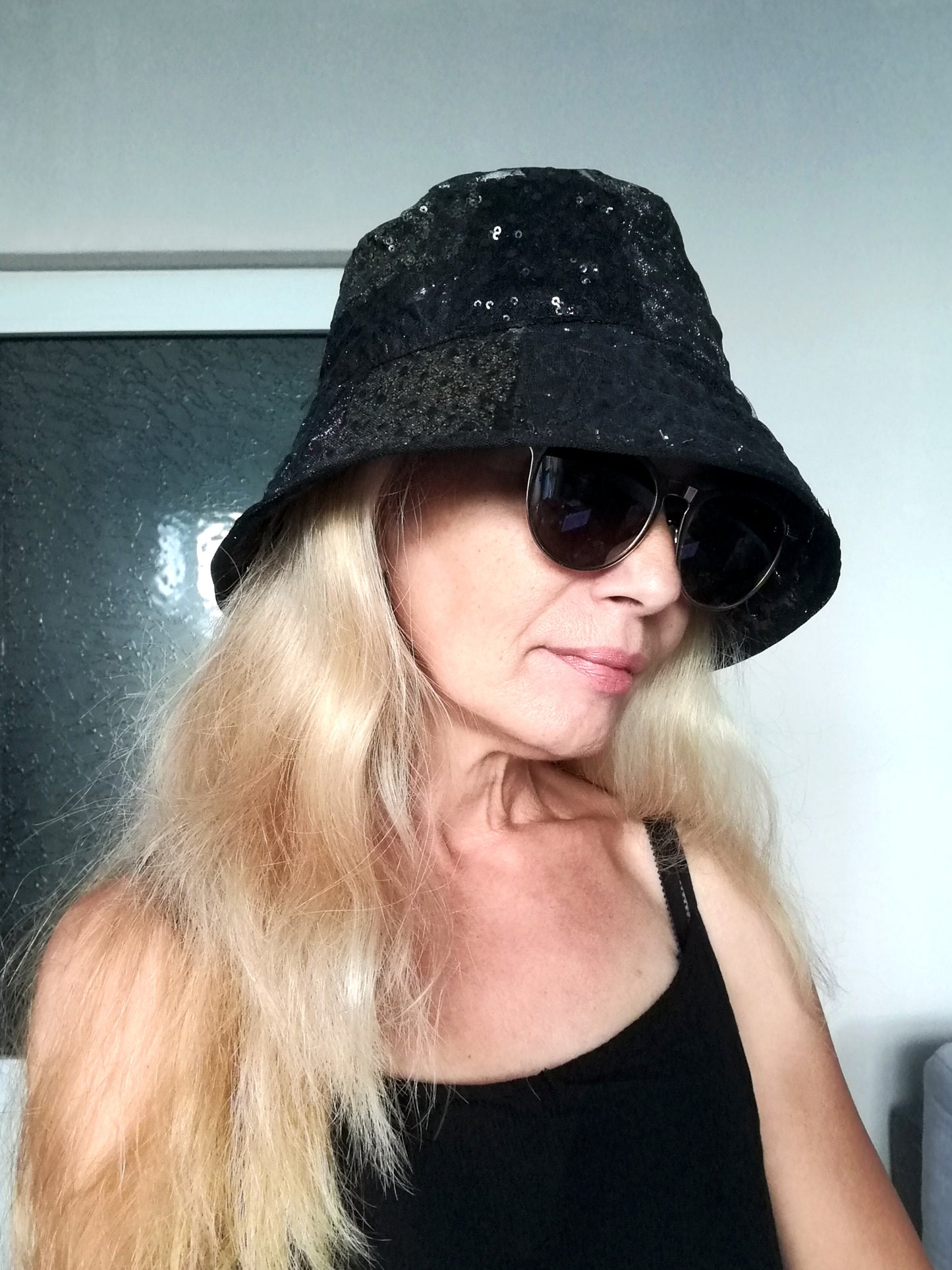 Black Festival Bucket Hat XL/2XL Summer Party Hat For Women