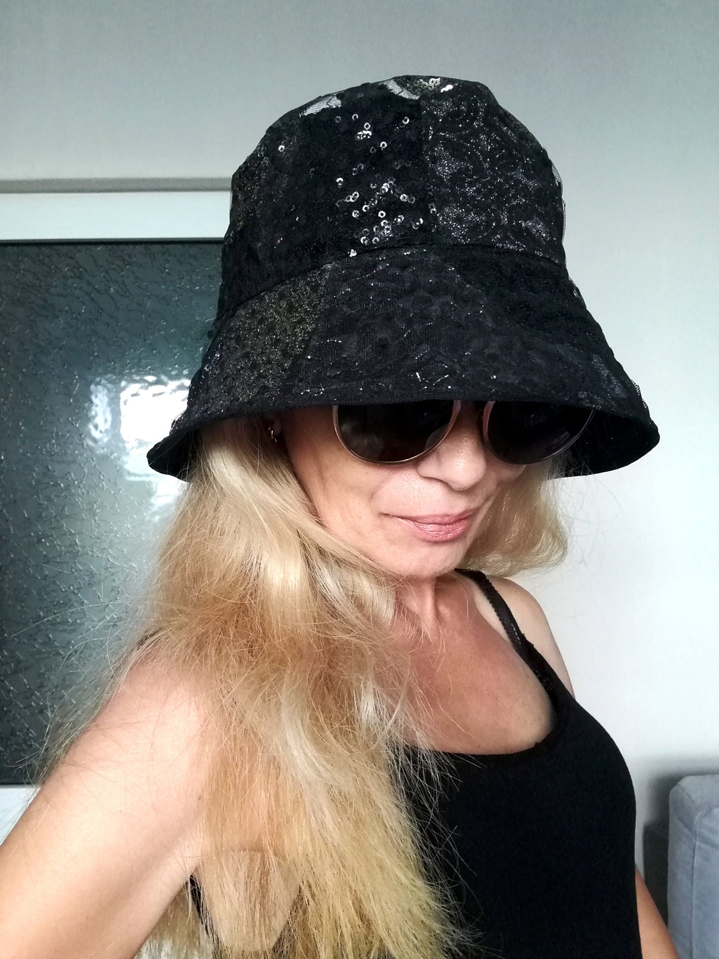Black Festival Bucket Hat XL/2XL Summer Party Hat For Women