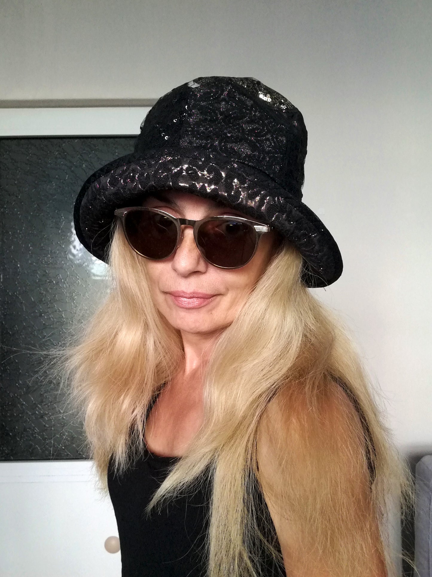 Black Festival Bucket Hat XL/2XL Summer Party Hat For Women
