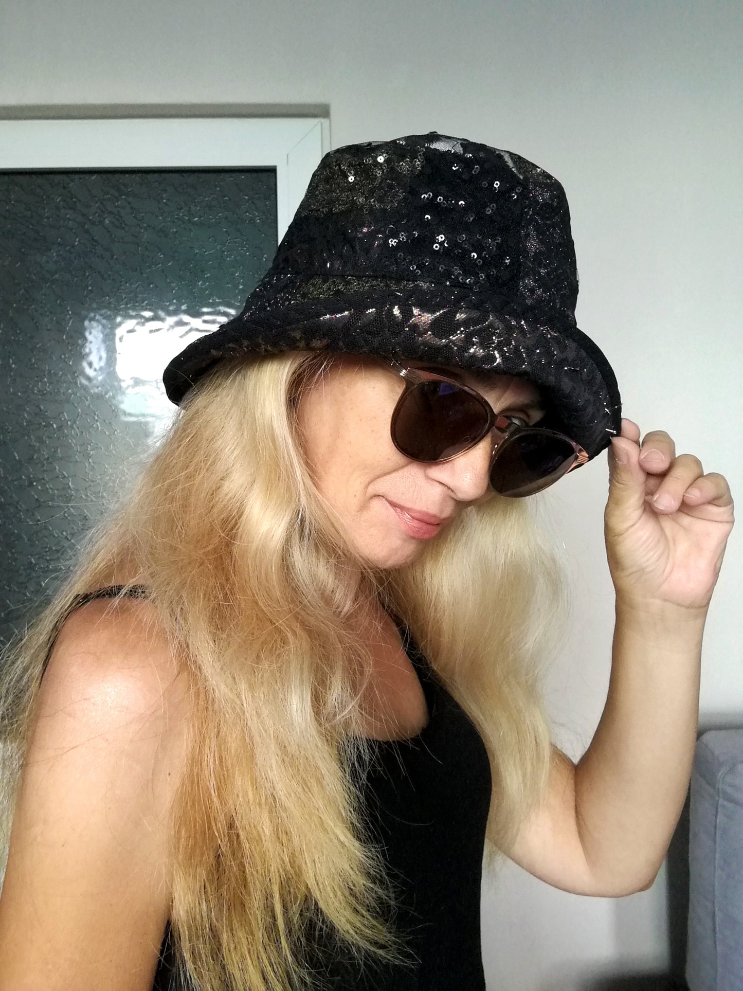 Black Festival Bucket Hat XL/2XL Summer Party Hat For Women