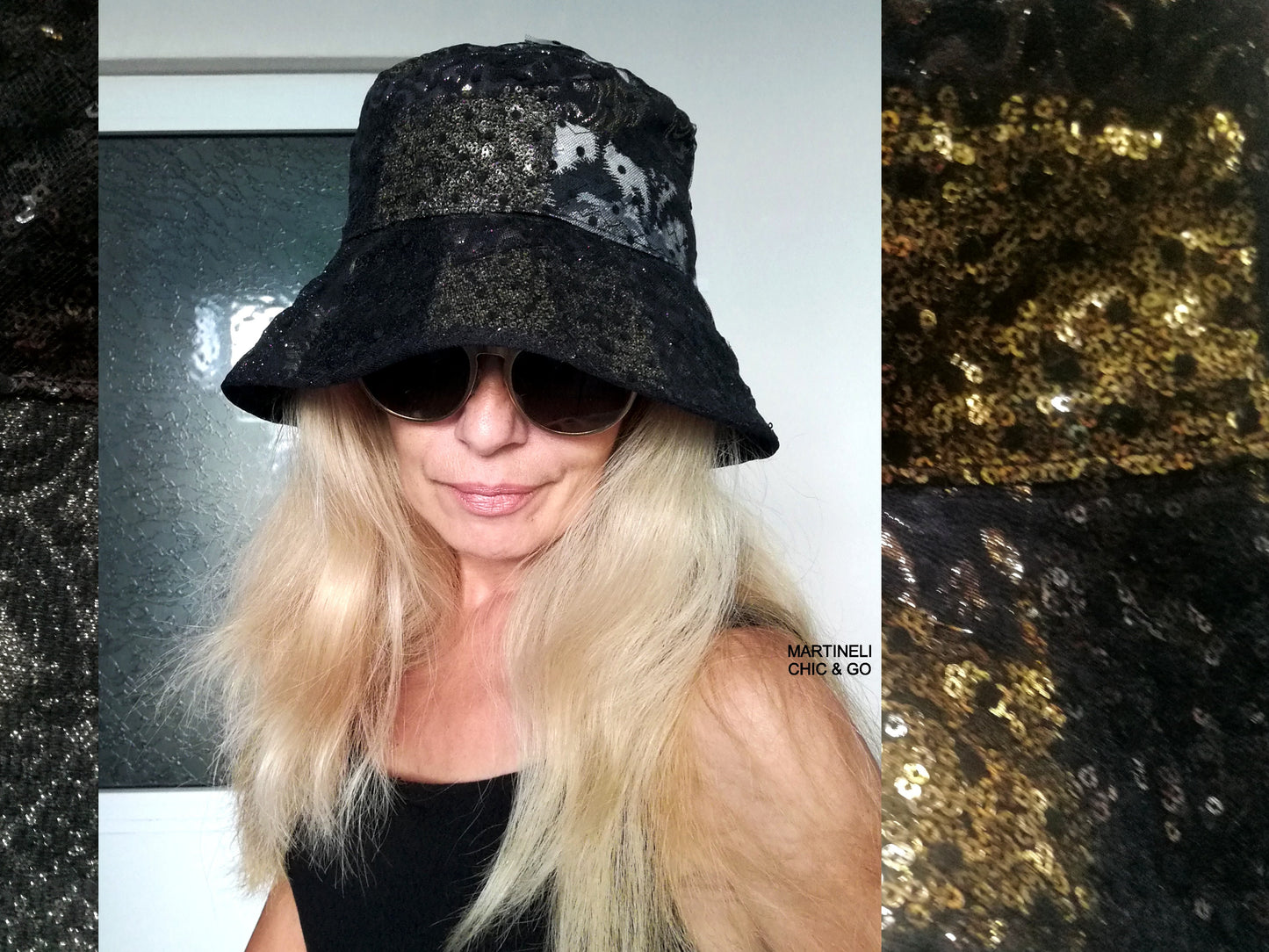 Black Festival Bucket Hat XL/2XL Summer Party Hat For Women