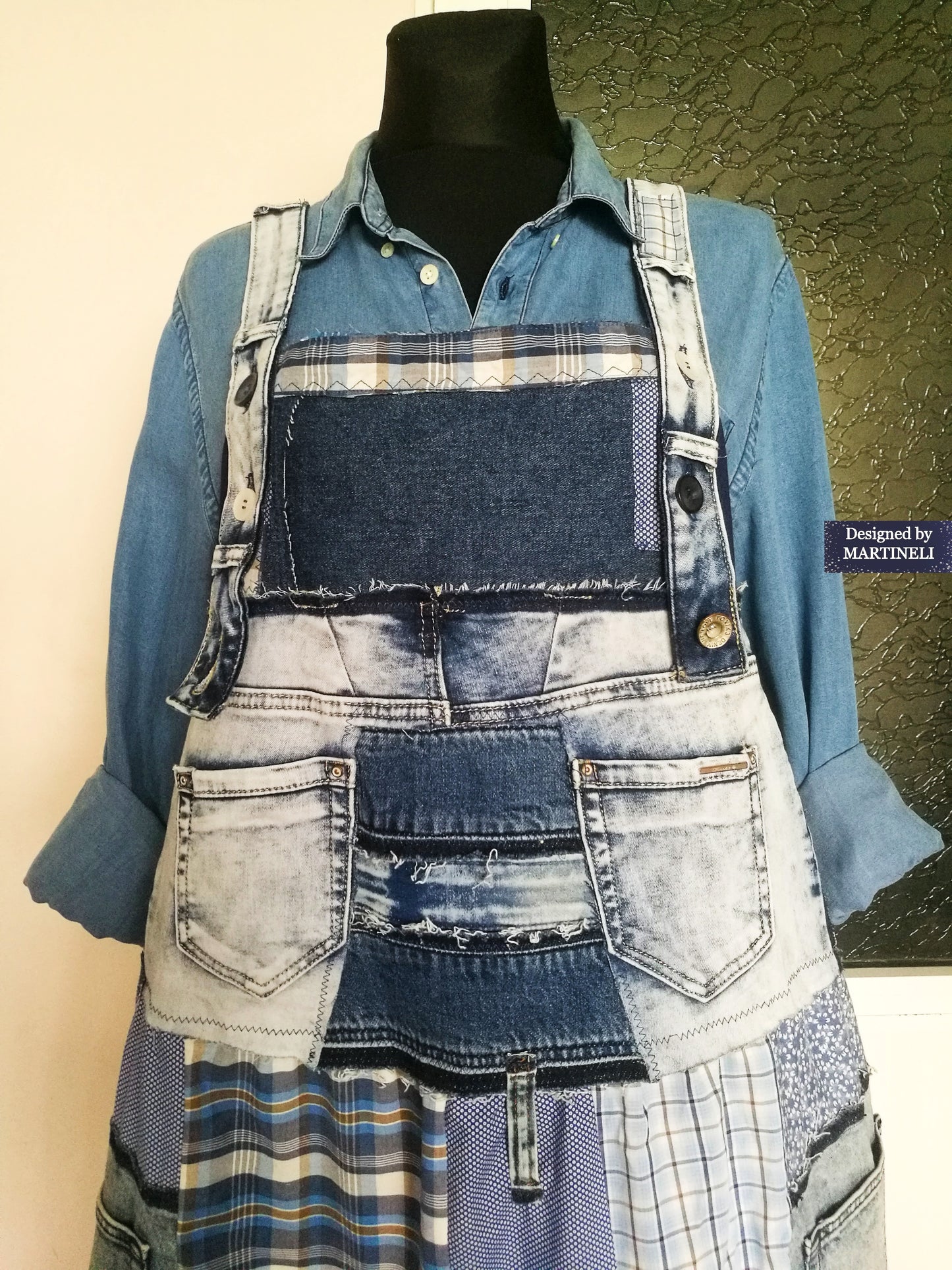 Plus Size Denim Pinafore Dress 3XL Long Denim Dungarees for Women