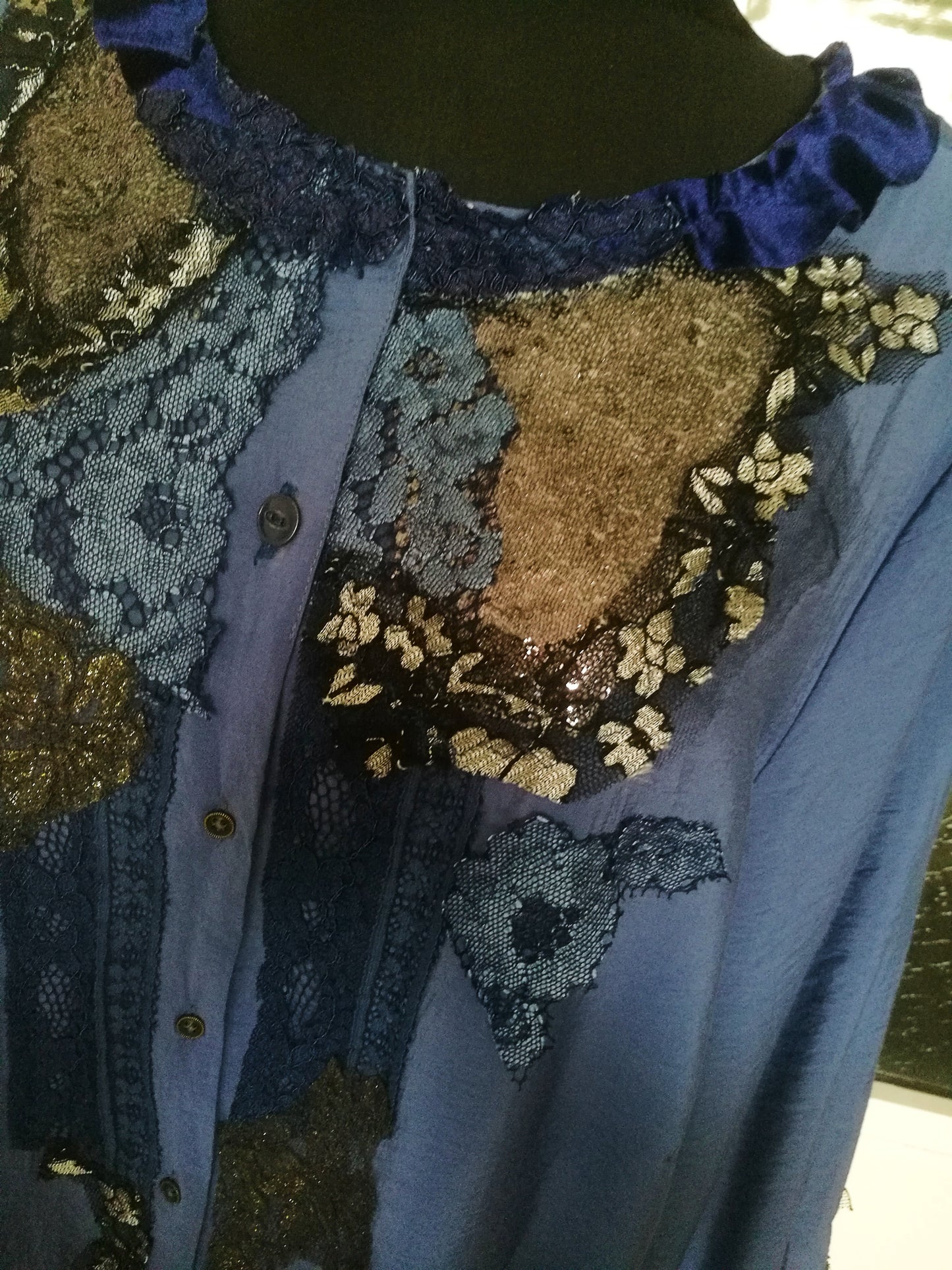 Plus Size Blue Shirt Dress 5XL Maxi Embroidered Tunic Dress