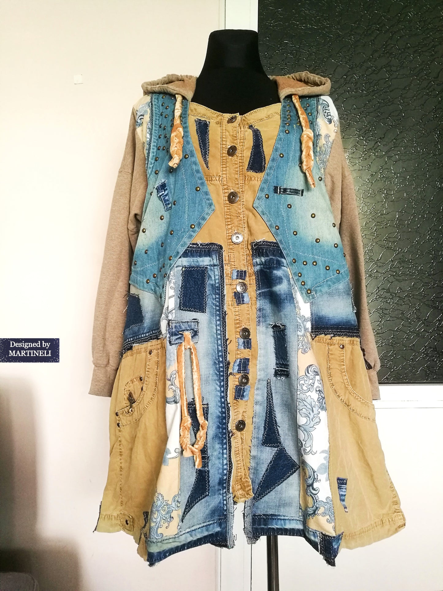 Plus Size Hooded Denim Jacket 3XL Loose Boho Hoodie Jacket