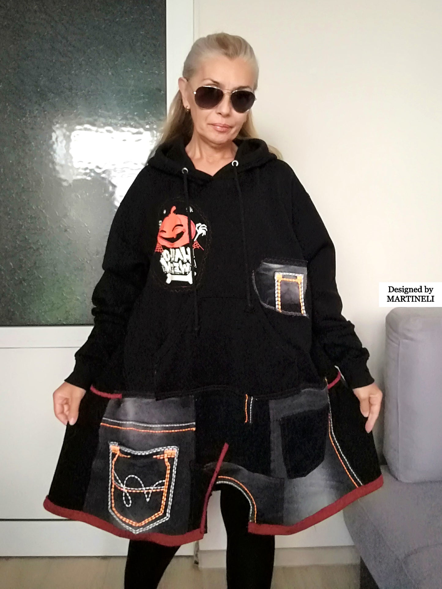 Plus Size Halloween Dress 3X Black Hooded Dress