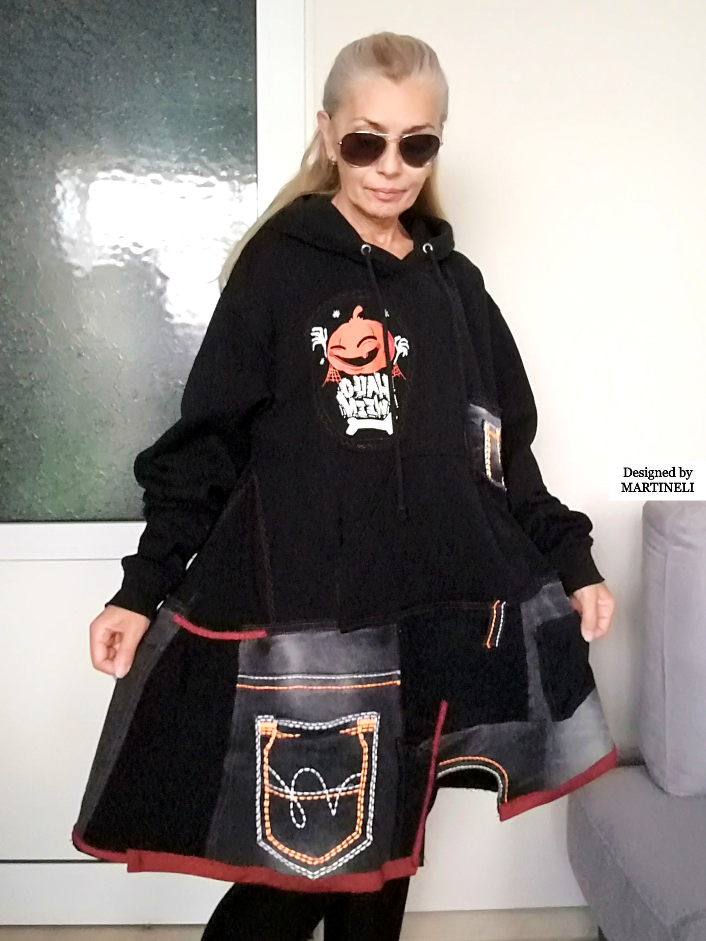 Plus Size Halloween Dress 3X Black Hooded Dress