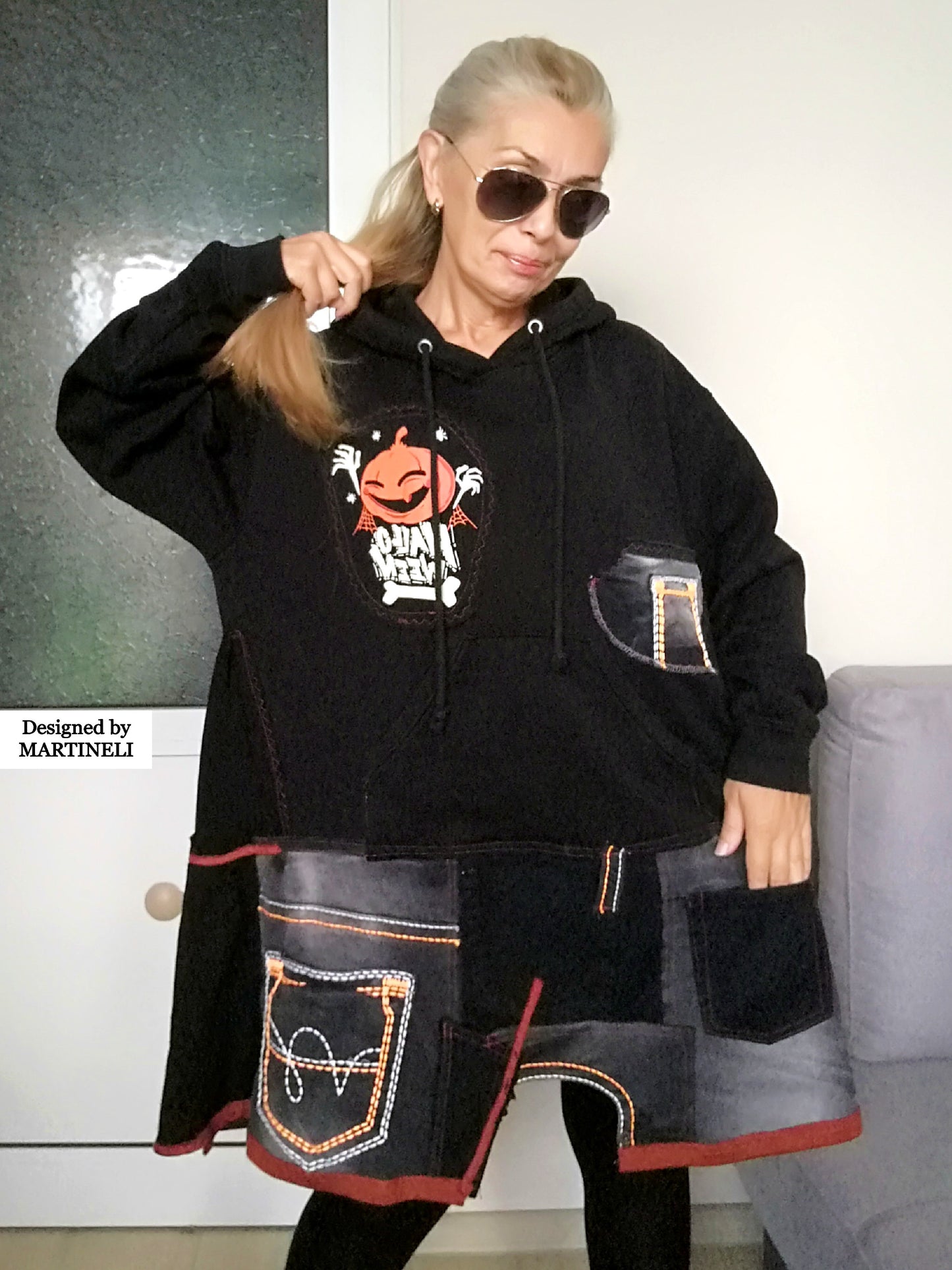Plus Size Halloween Dress 3X Black Hooded Dress