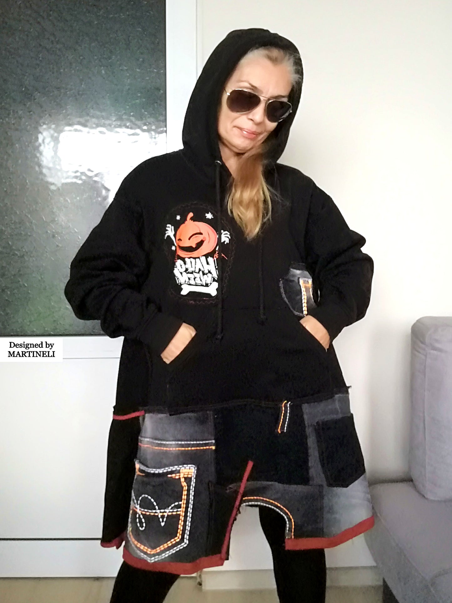 Plus Size Halloween Dress 3X Black Hooded Dress