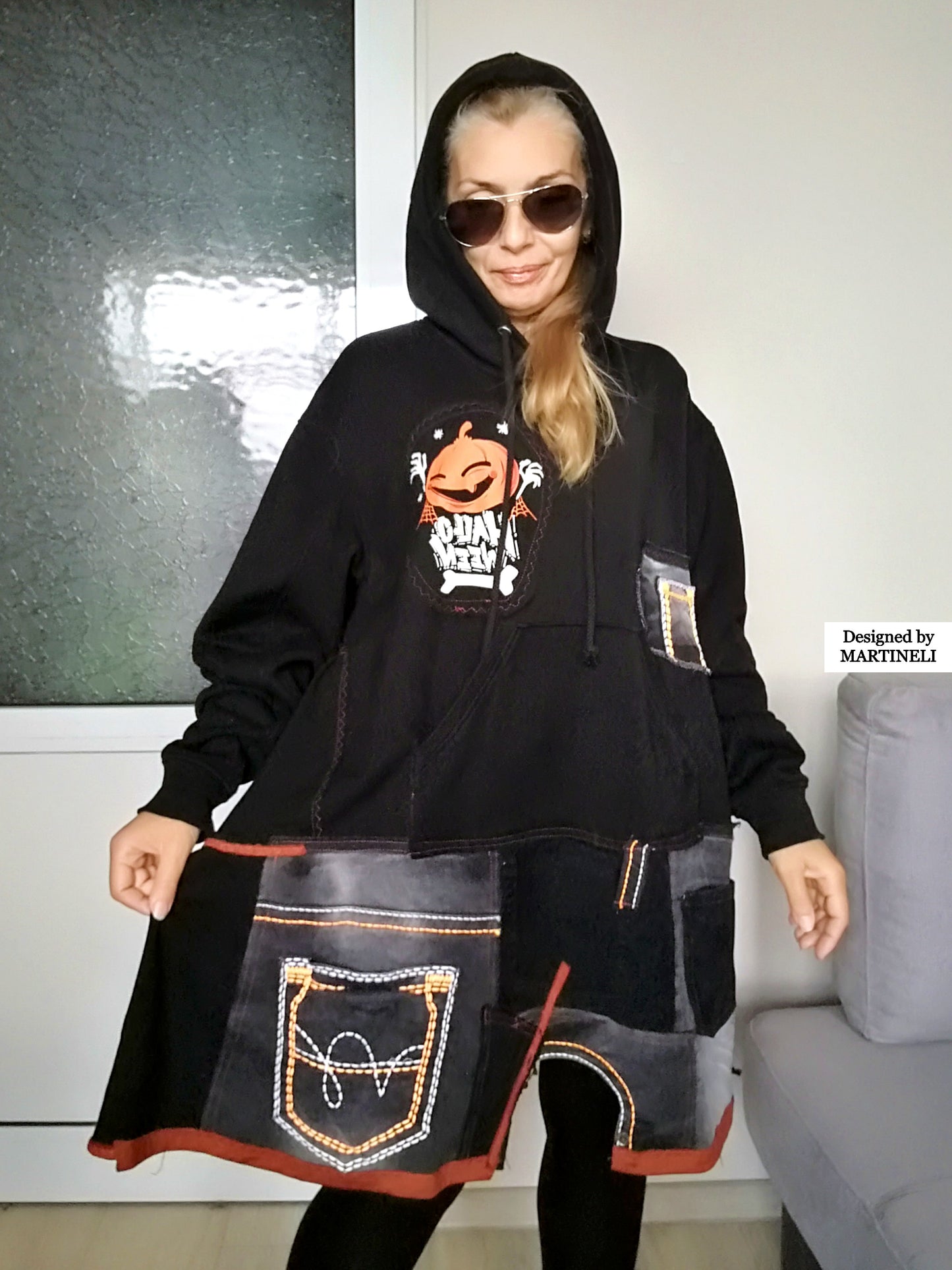 Plus Size Halloween Dress 3X Black Hooded Dress