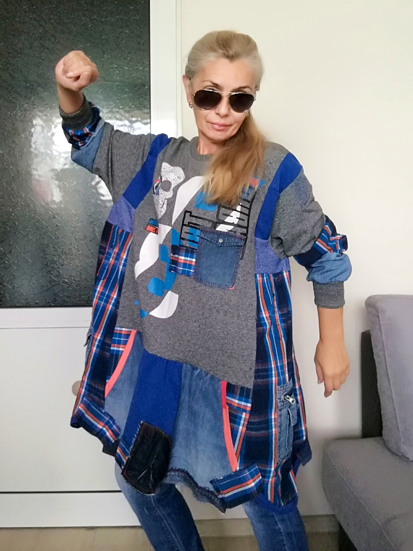 Plus Size Sweatshirt Dress 5X Maxi Denim Tunic Dress