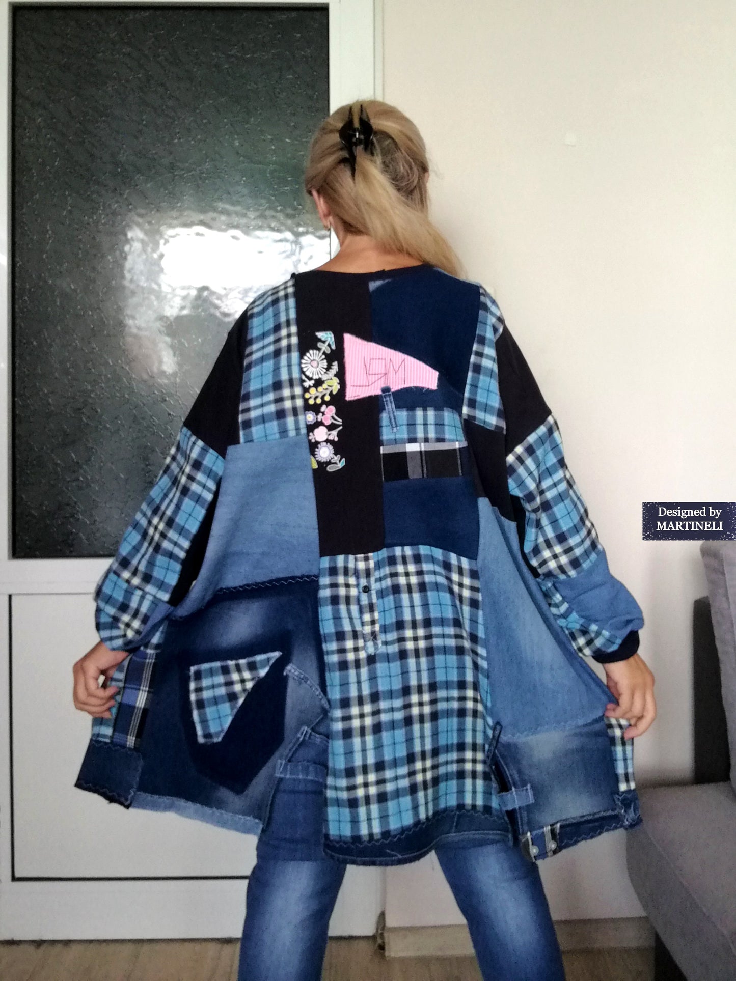 Plus Size Boho Shirt Dress 4X Maxi Denim Sweatshirt Dress