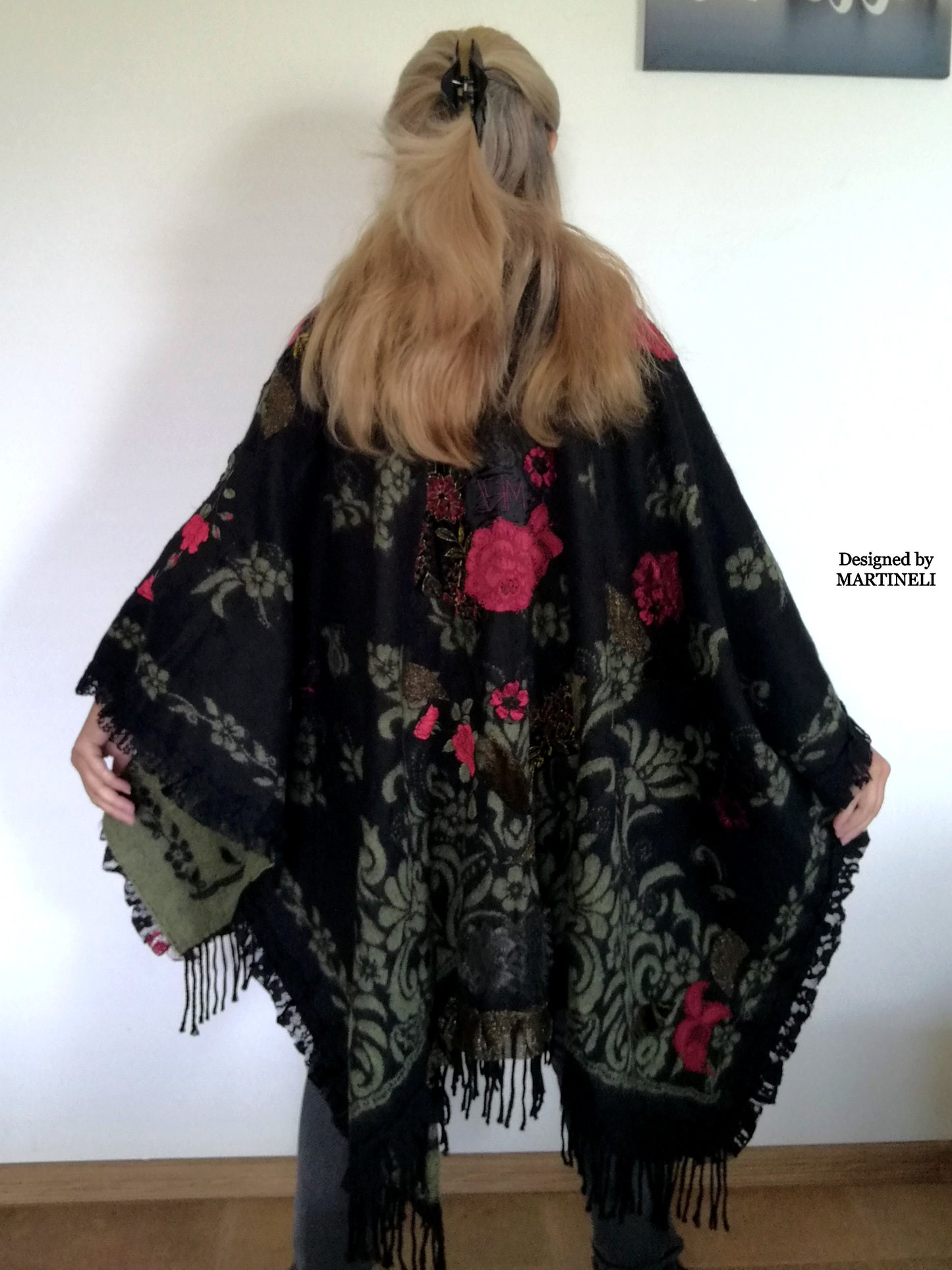 One Size Floral Cape Boho Chic Cape Warm Gypsy Cape