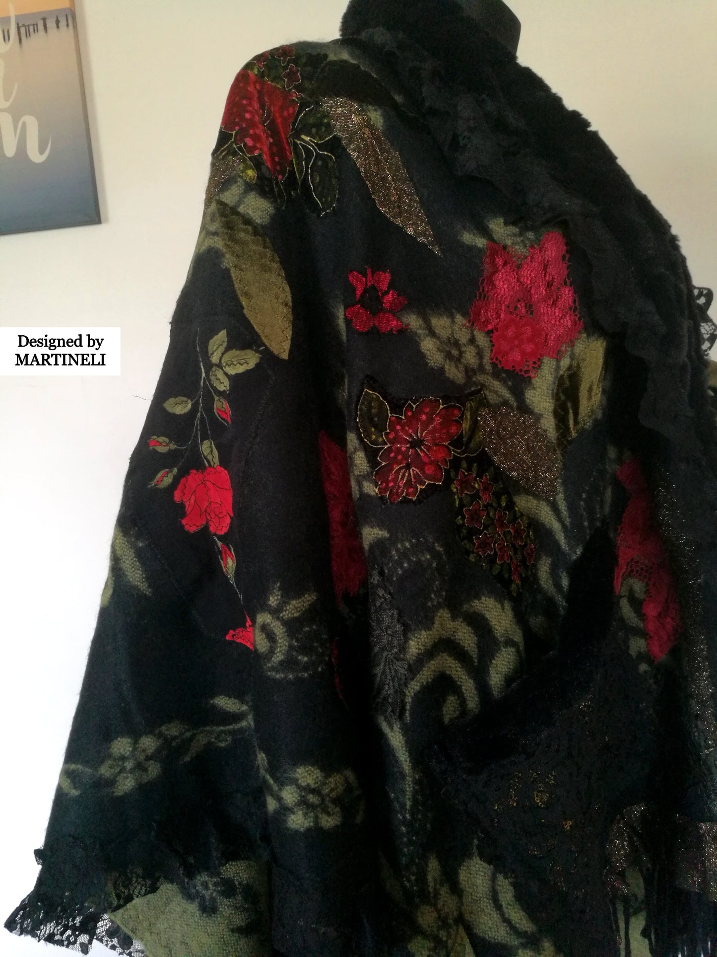 One Size Floral Cape Boho Chic Cape Warm Gypsy Cape