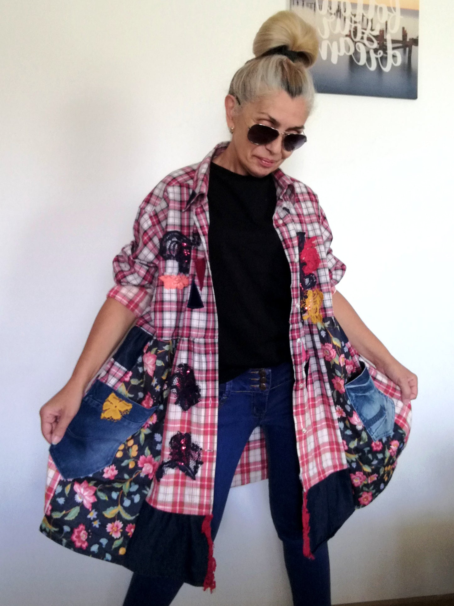 Plus Size Shirt Dress 2XL Boho Fall Jacket Dress