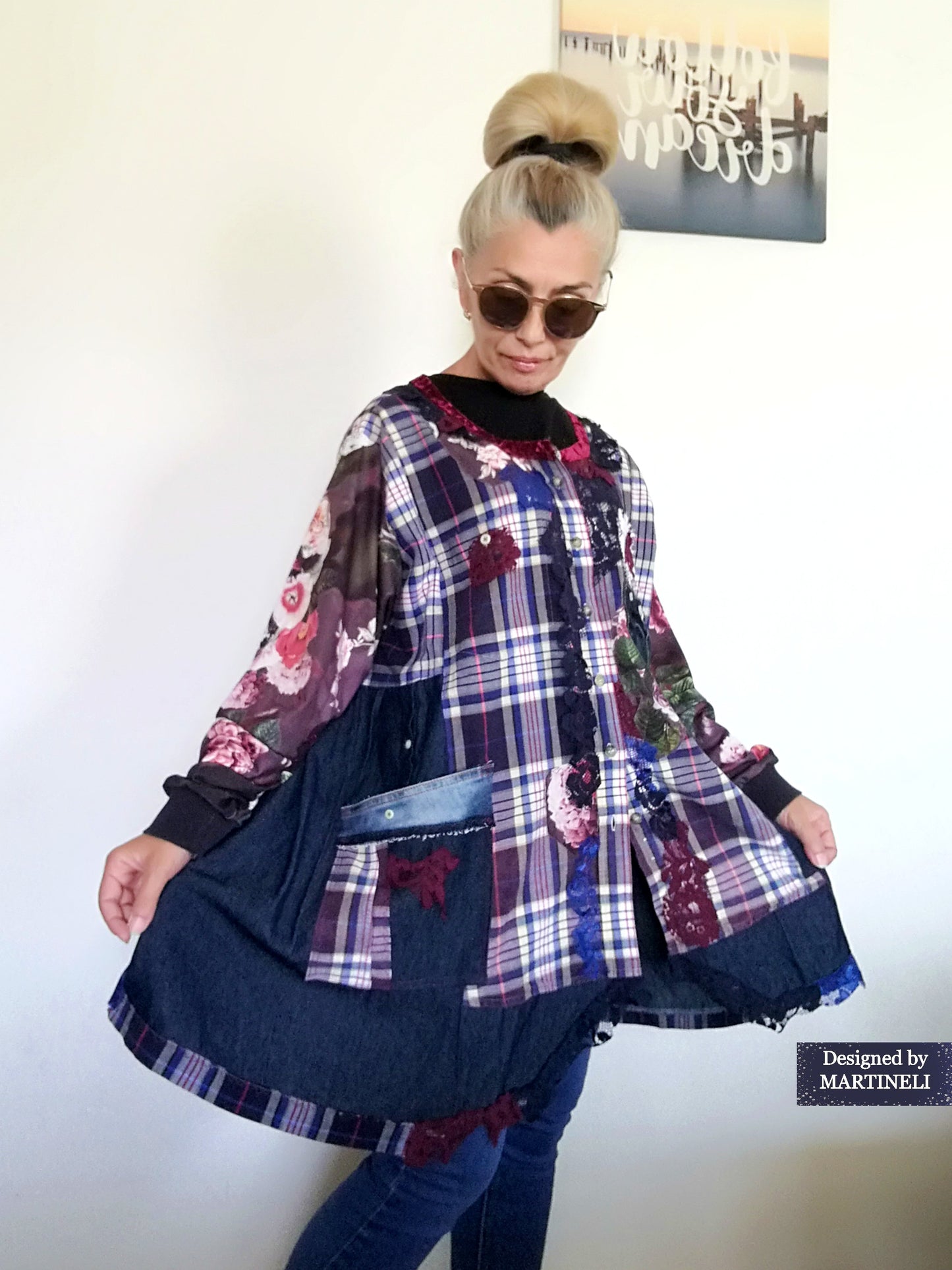 Plus Size Denim Shirt Dress 3XL Boho Style Jacket Dress