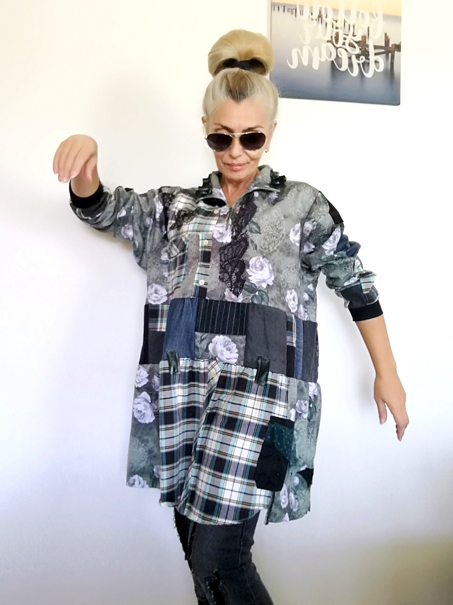 Plus Size Shirt Dress 3XL Loose Cotton Tunic Dress