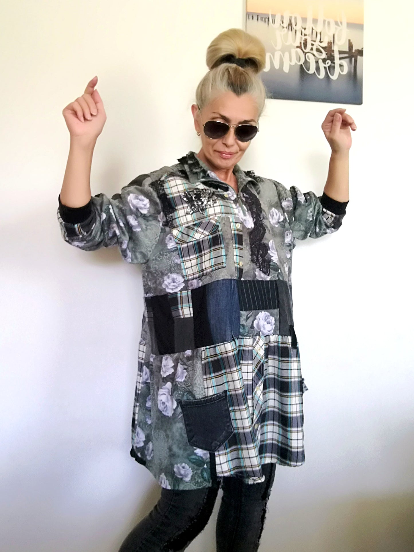 Plus Size Shirt Dress 3XL Loose Cotton Tunic Dress