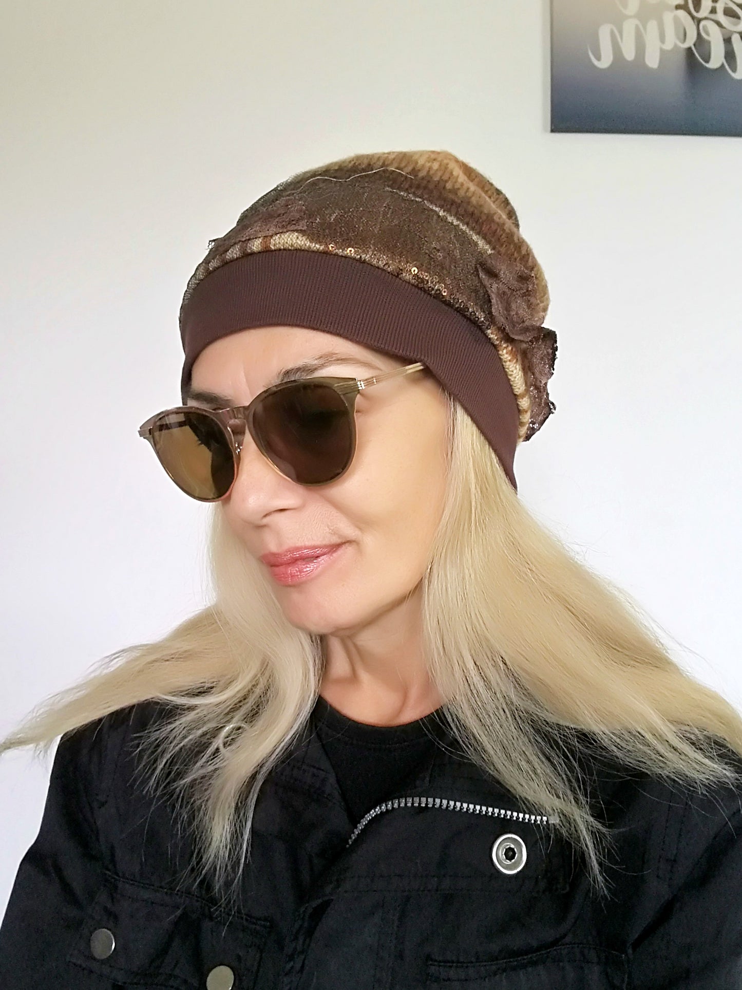 Beanie Hat for Women Brown Wool Beanie Warm Winter Hat