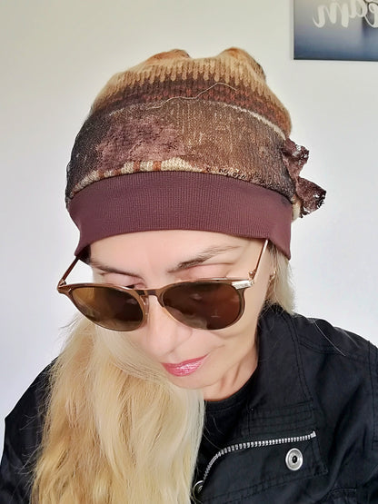 Beanie Hat for Women Brown Wool Beanie Warm Winter Hat