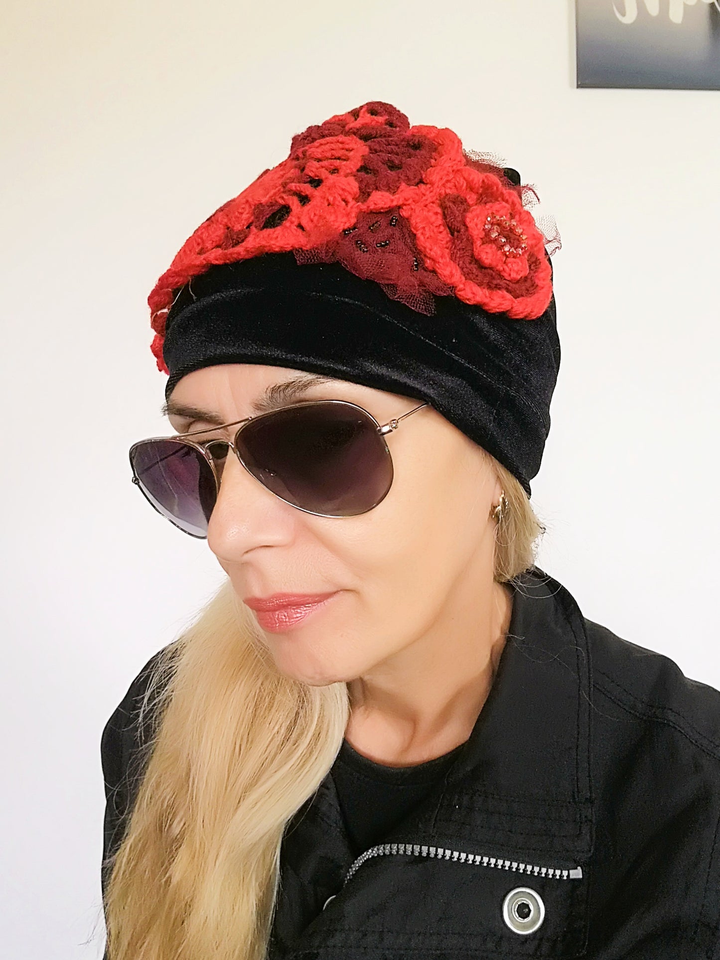 Winter Beanies for Women Black Velvet Beanie Hat for Women