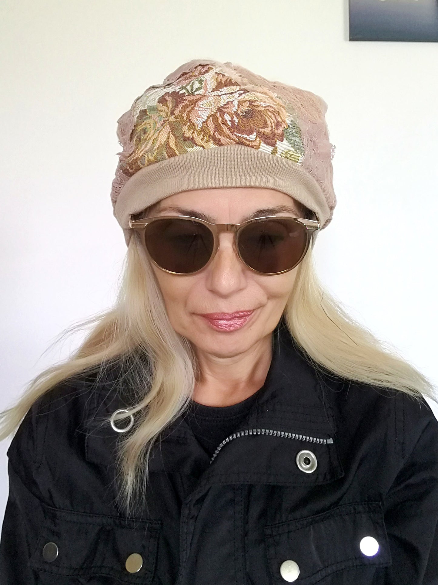 Winter Beanie Hat For Women Warm Knit Floral Beanie
