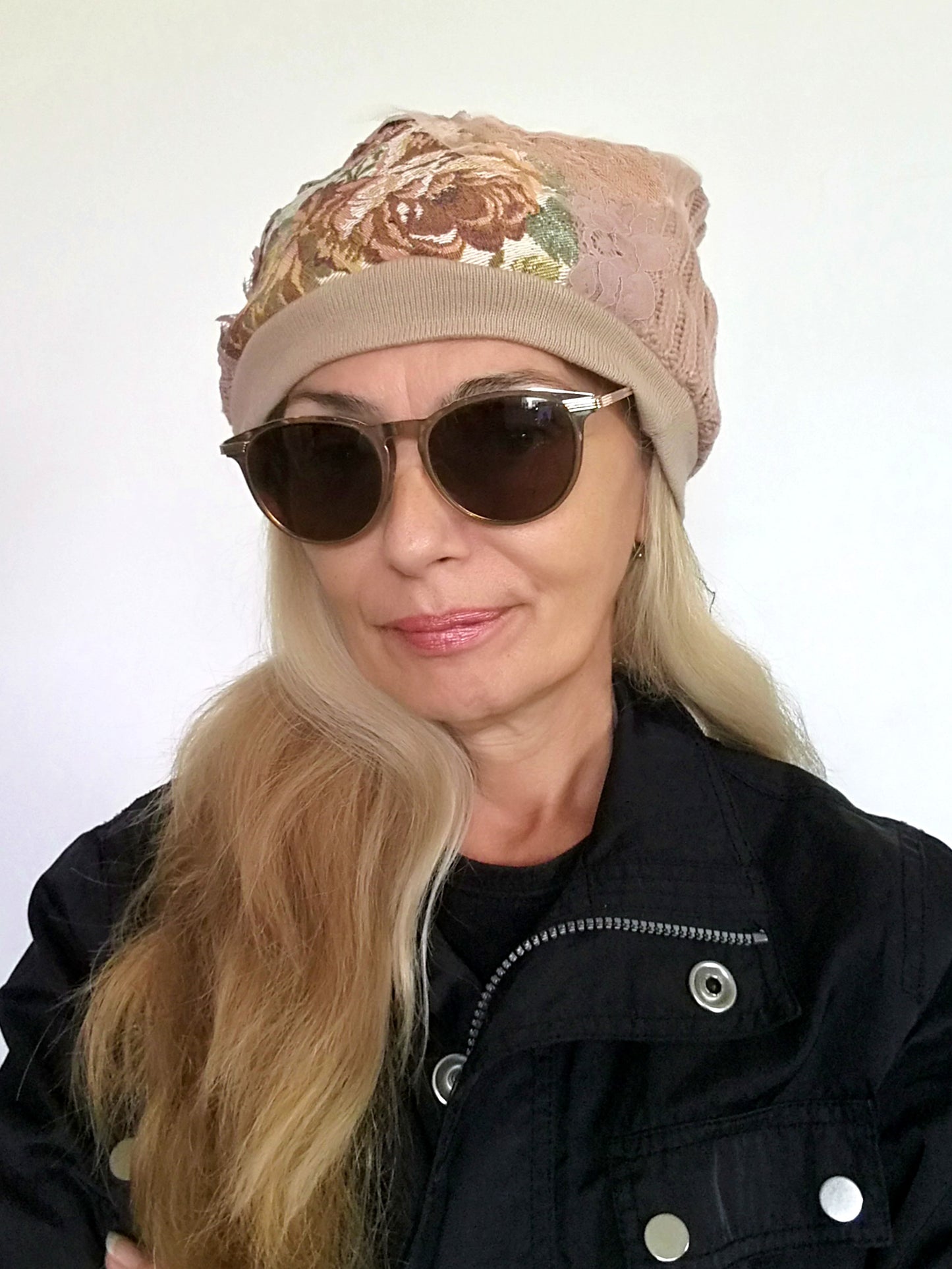 Winter Beanie Hat For Women Warm Knit Floral Beanie