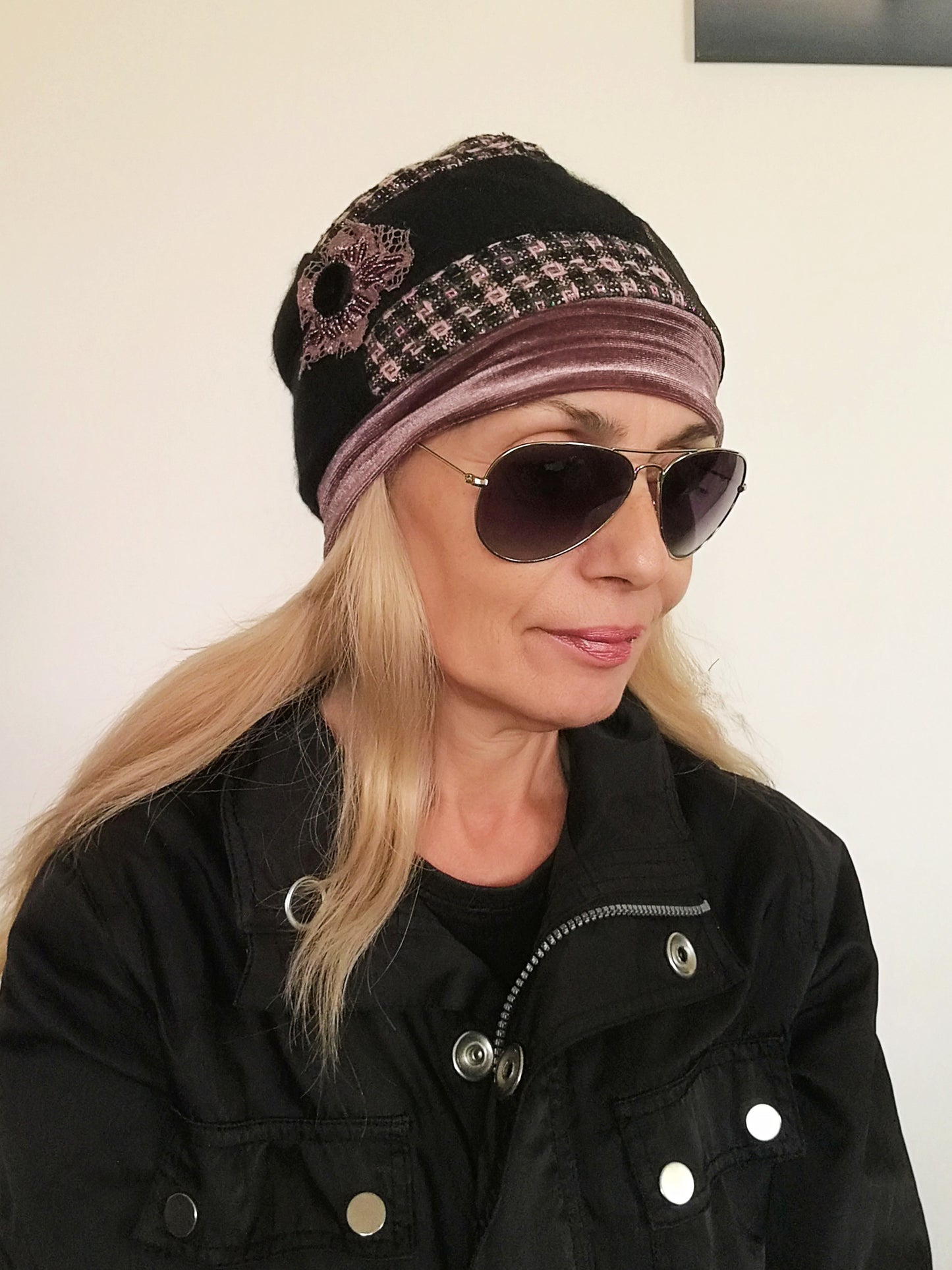 Winter Beanies for Women Black Wool Beanie Warm Knit Hat for Women