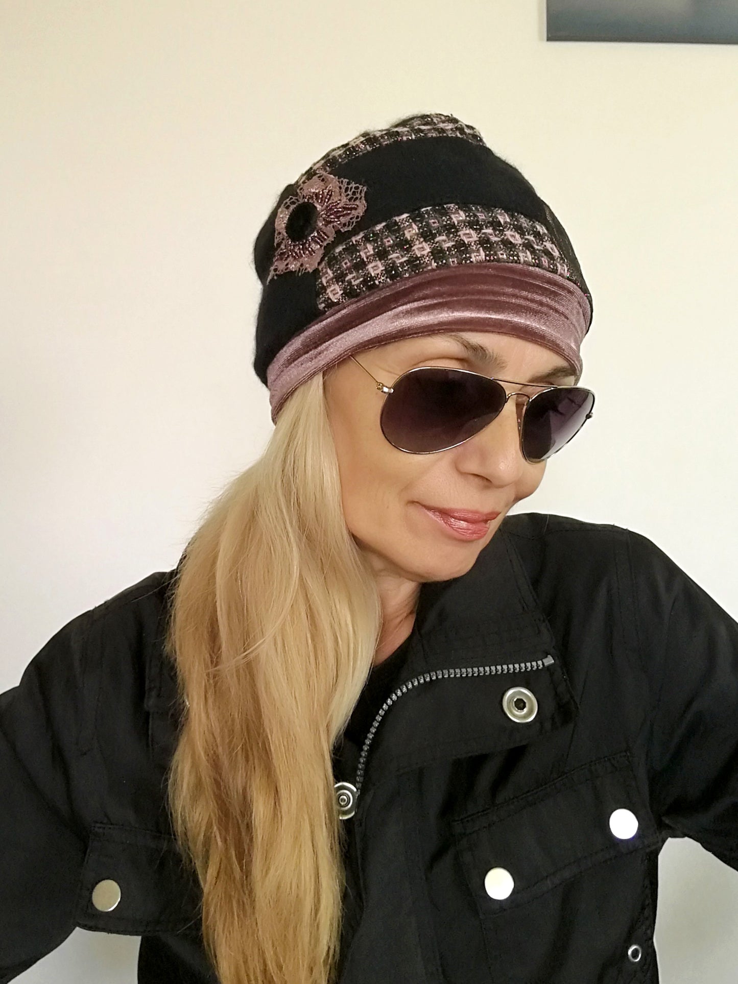 Winter Beanies for Women Black Wool Beanie Warm Knit Hat for Women