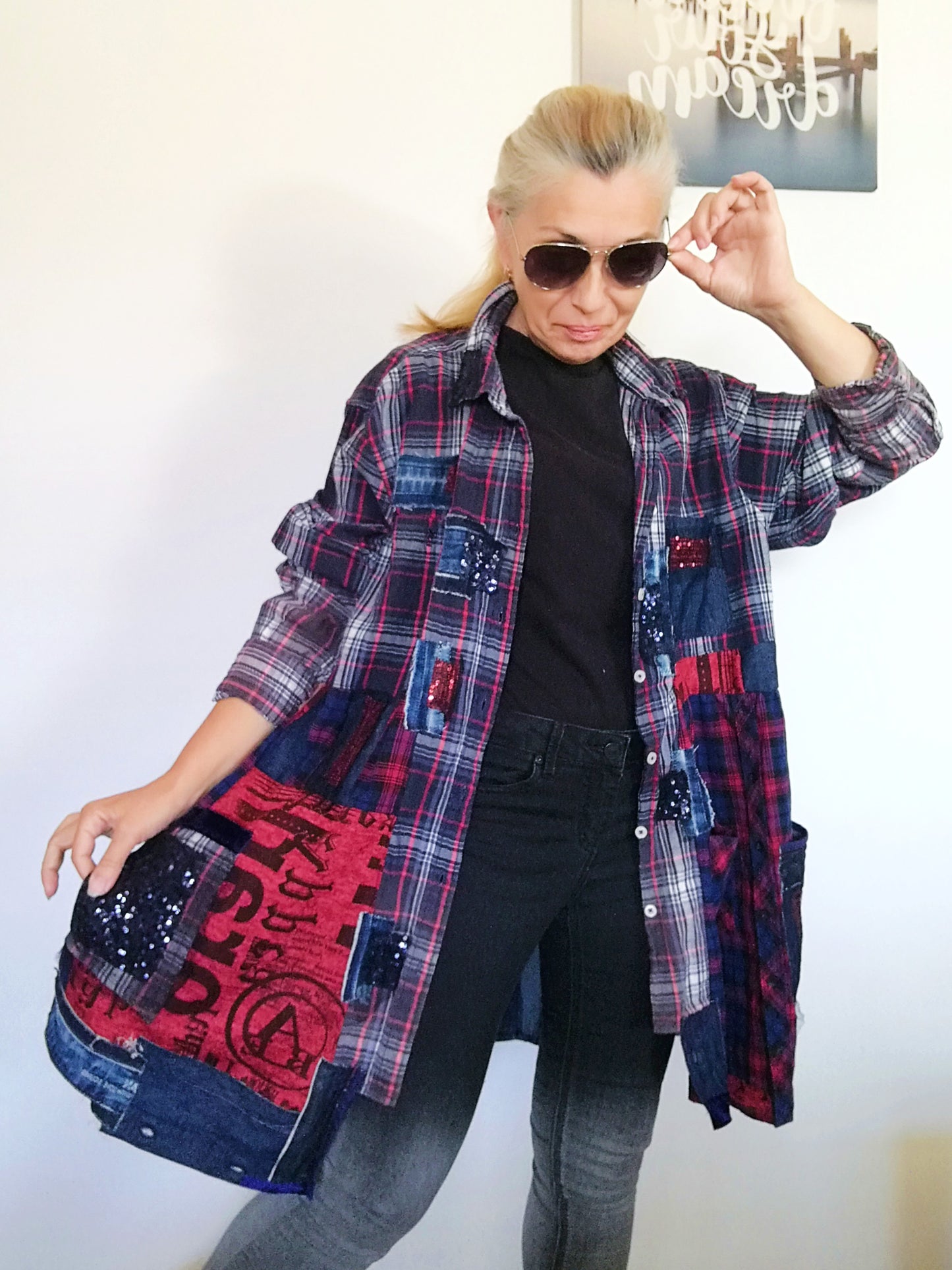 Plus Size Denim Dress 2XL Loose Embroidered Jacket Dress