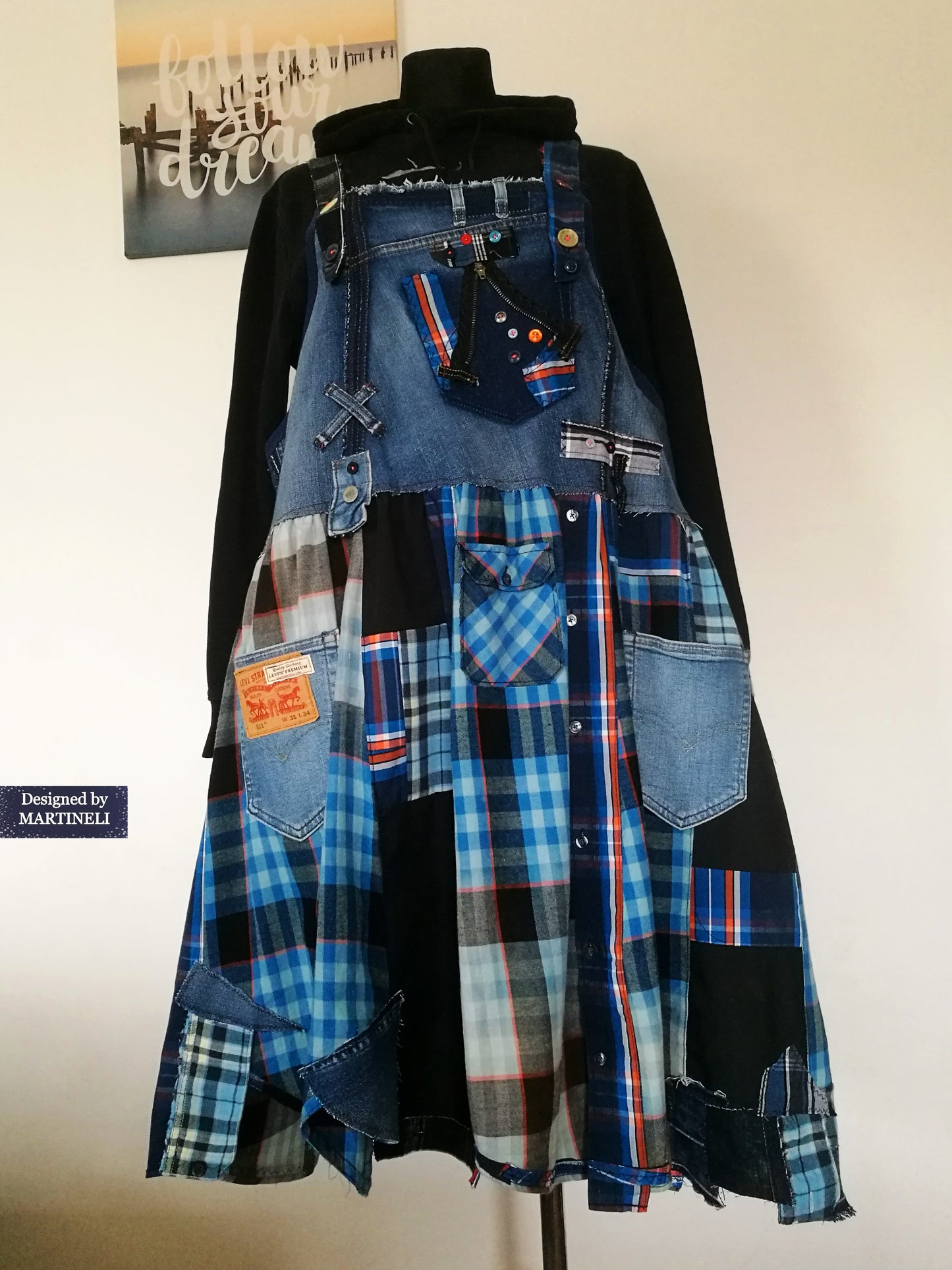 Plus Size LEVIS Denim Jumper Dress 3X Loose Boho Overall Dress
