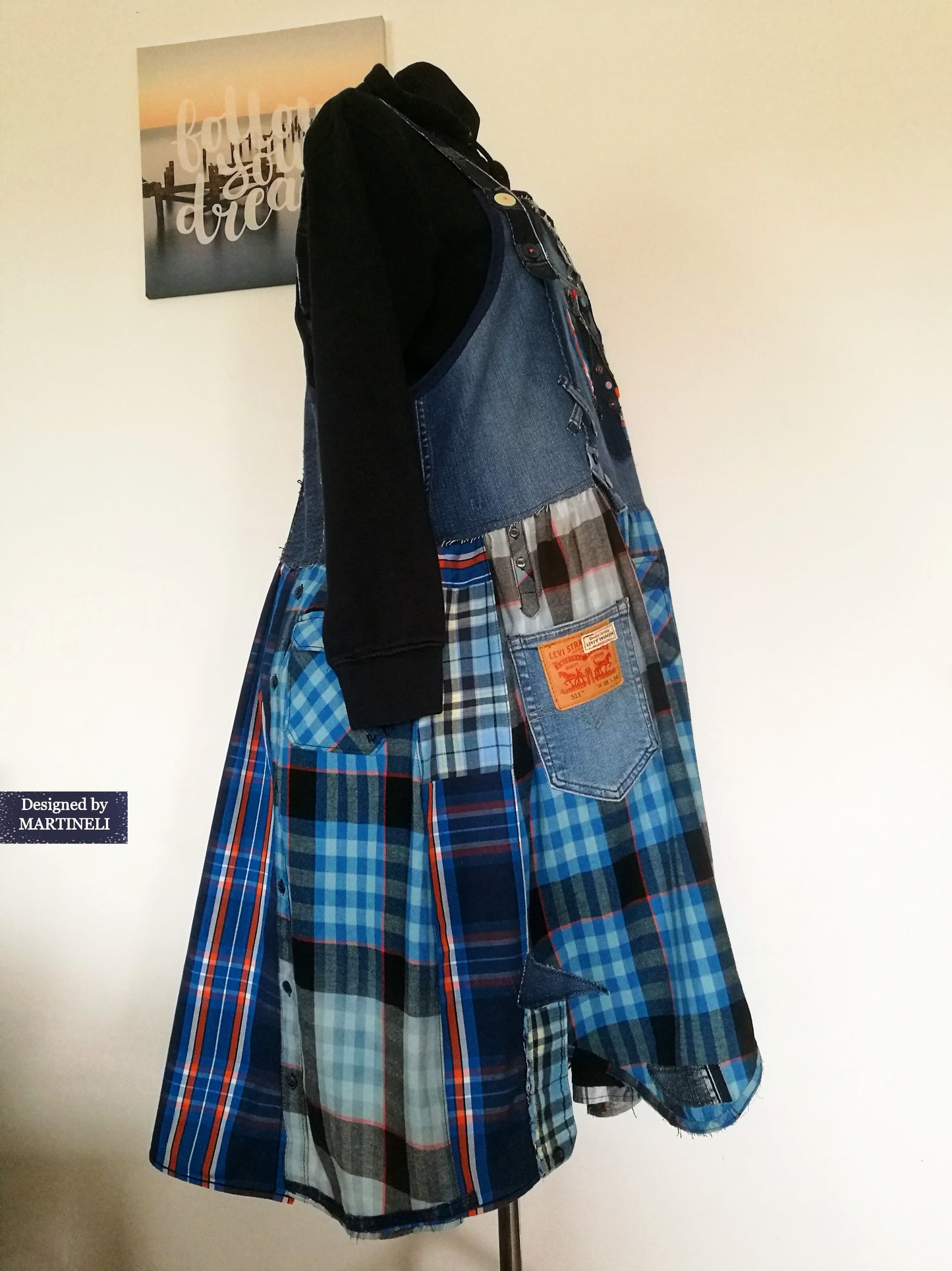 Plus Size LEVIS Denim Jumper Dress 3X Loose Boho Overall Dress