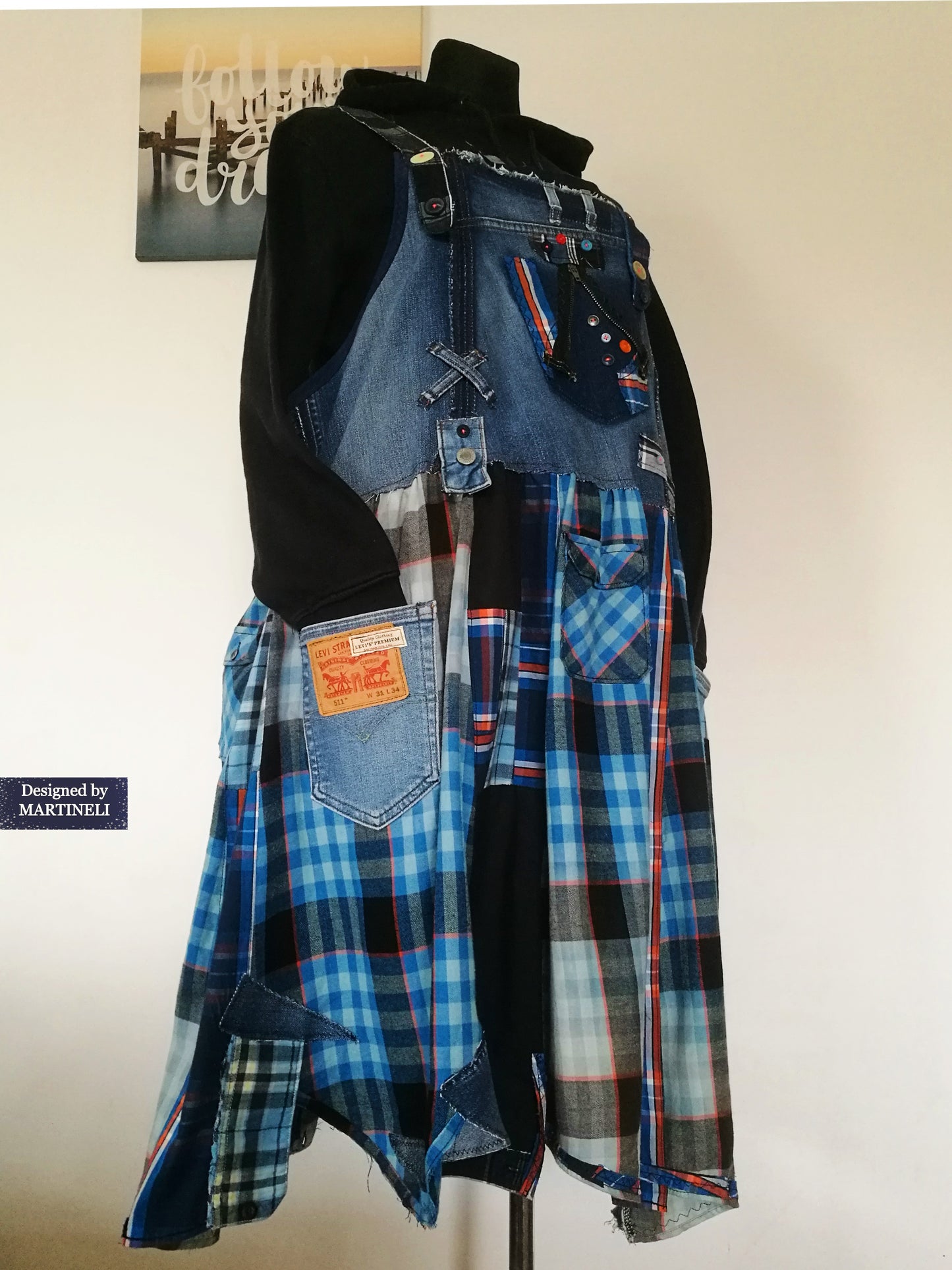 Plus Size LEVIS Denim Jumper Dress 3X Loose Boho Overall Dress