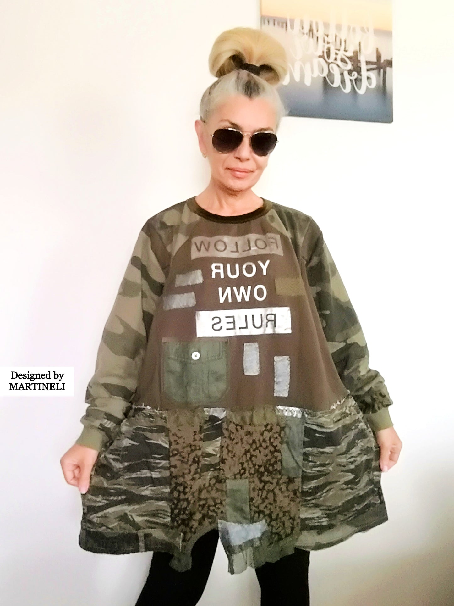 Plus Size Camouflage Dress 3XL Loose Sweatshirt Dress