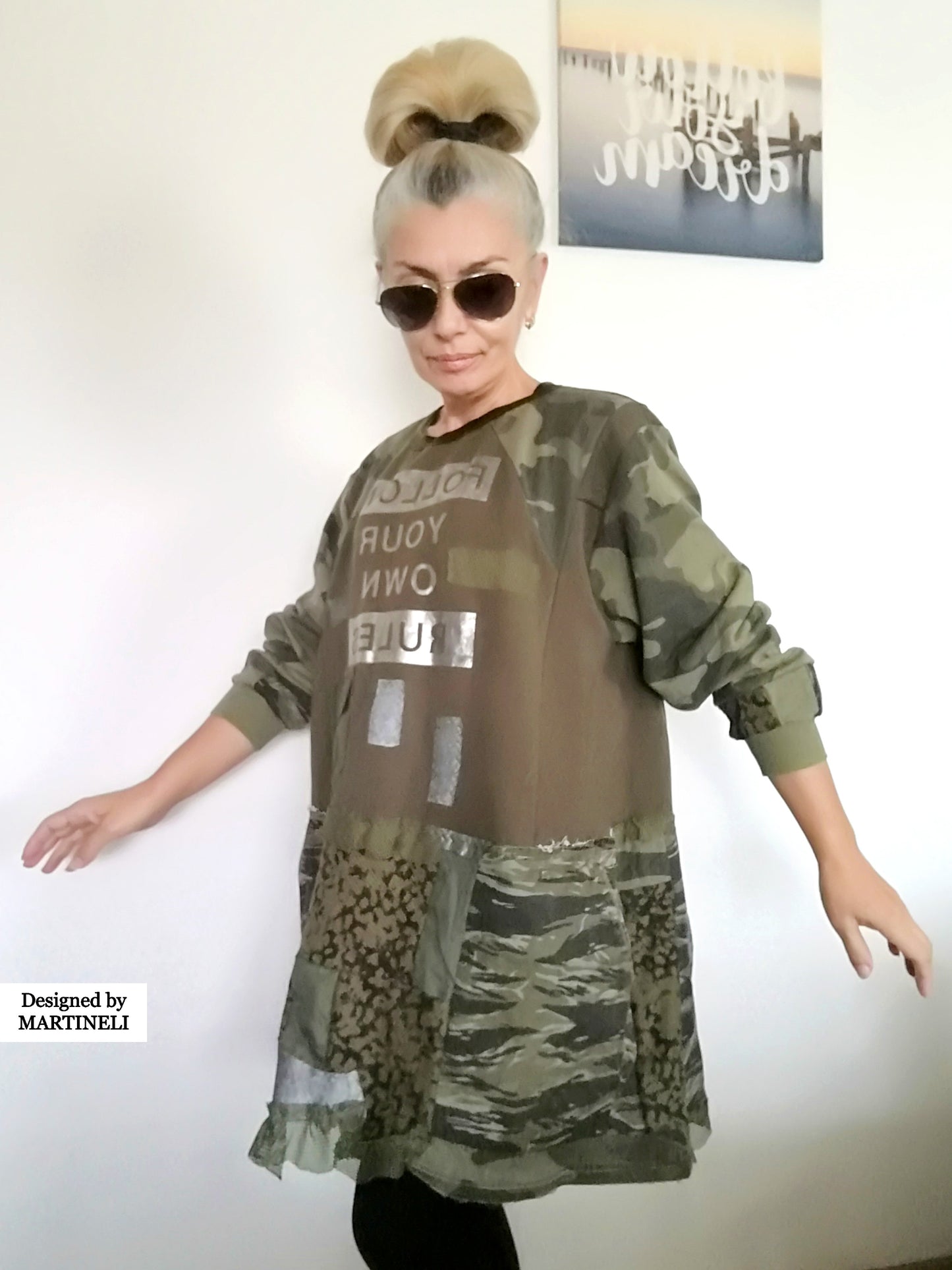 Plus Size Camouflage Dress 3XL Loose Sweatshirt Dress