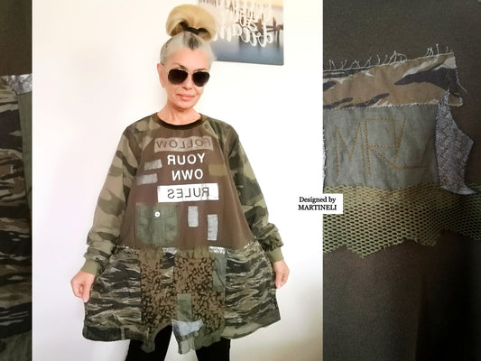 Plus Size Camouflage Dress 3XL Loose Sweatshirt Dress