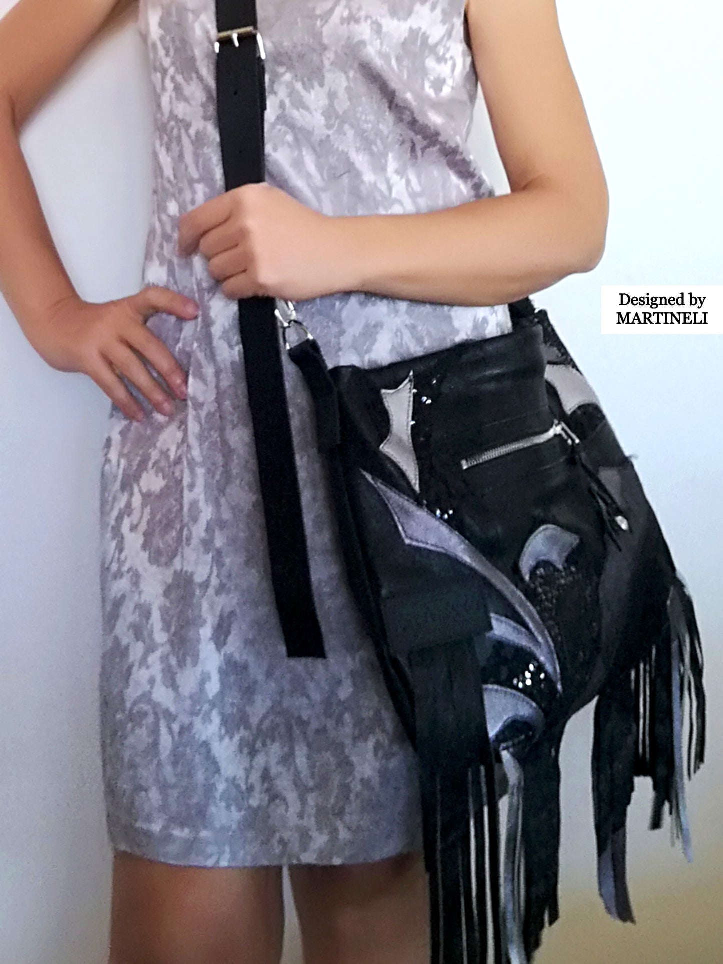Black Fringe Crossbody Bag Tassel Bag Luxury Leather Tote Bag