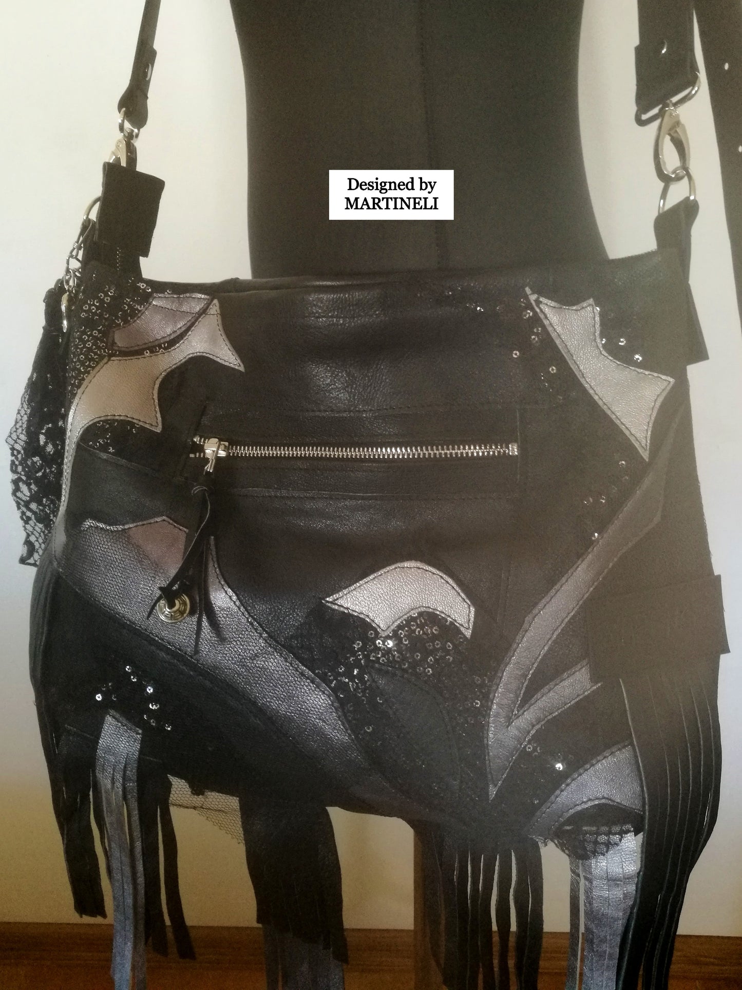 Black Fringe Crossbody Bag Tassel Bag Luxury Leather Tote Bag