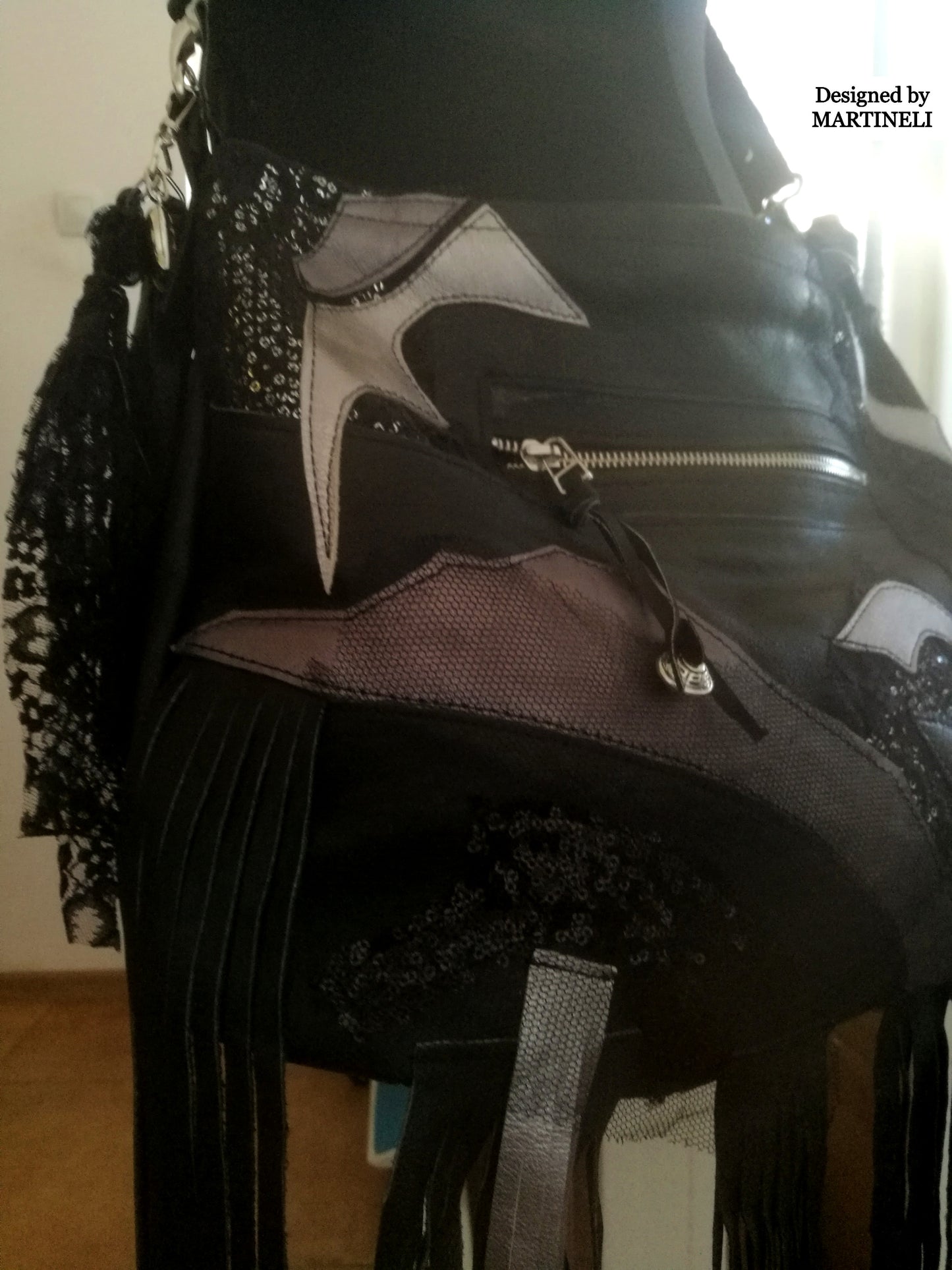 Black Fringe Crossbody Bag Tassel Bag Luxury Leather Tote Bag
