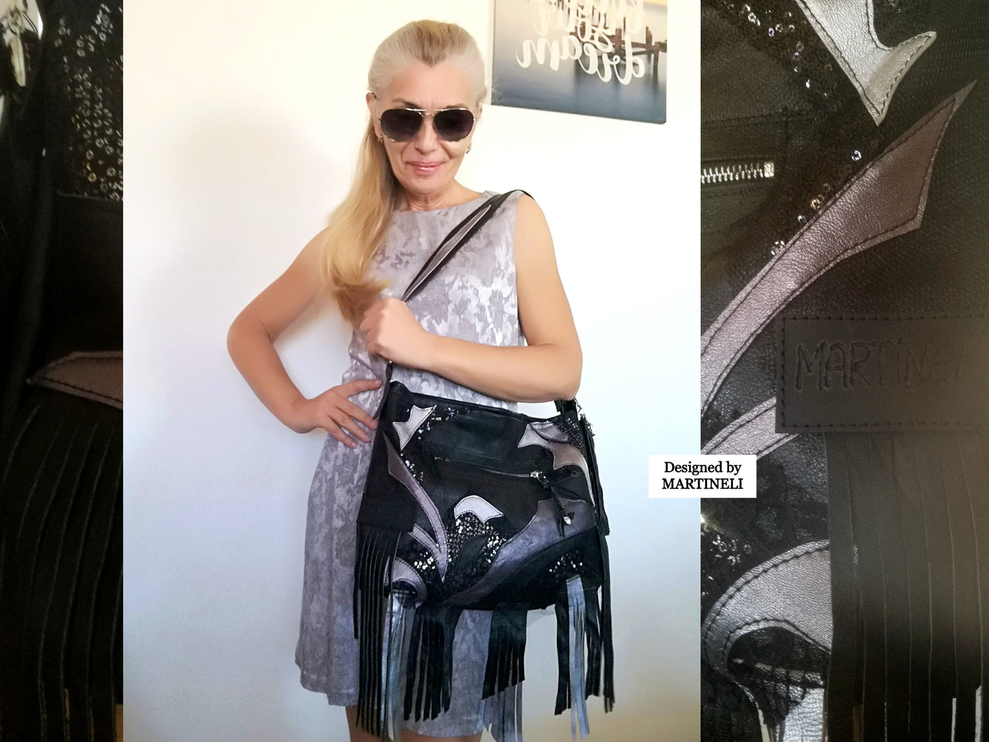 Black Fringe Crossbody Bag Tassel Bag Luxury Leather Tote Bag