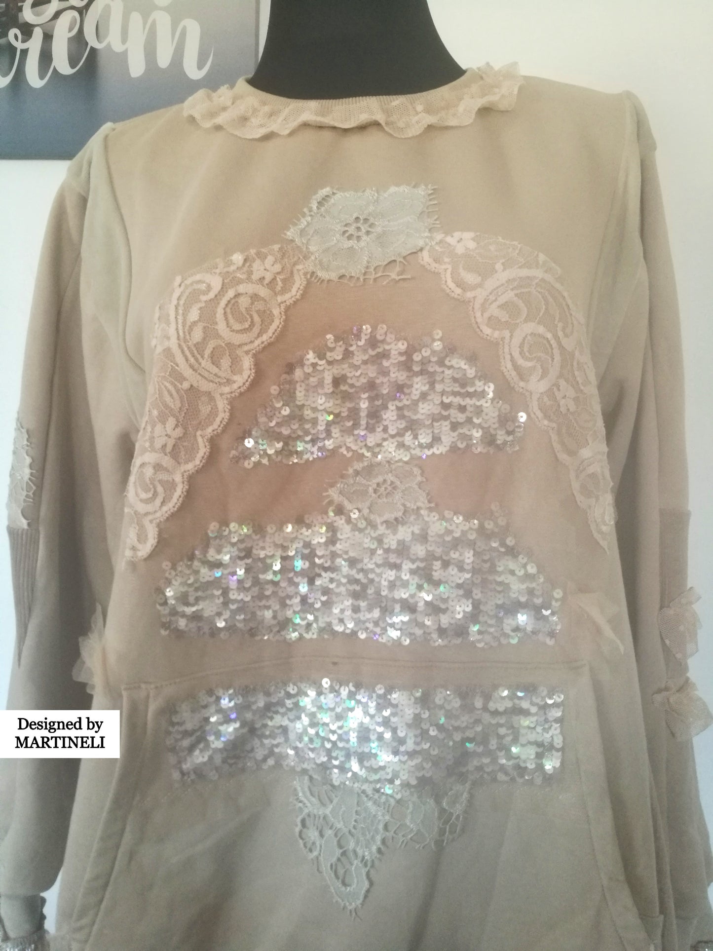 Plus Size Sweatshirt Dress 3XL Maxi Beige Cotton Top