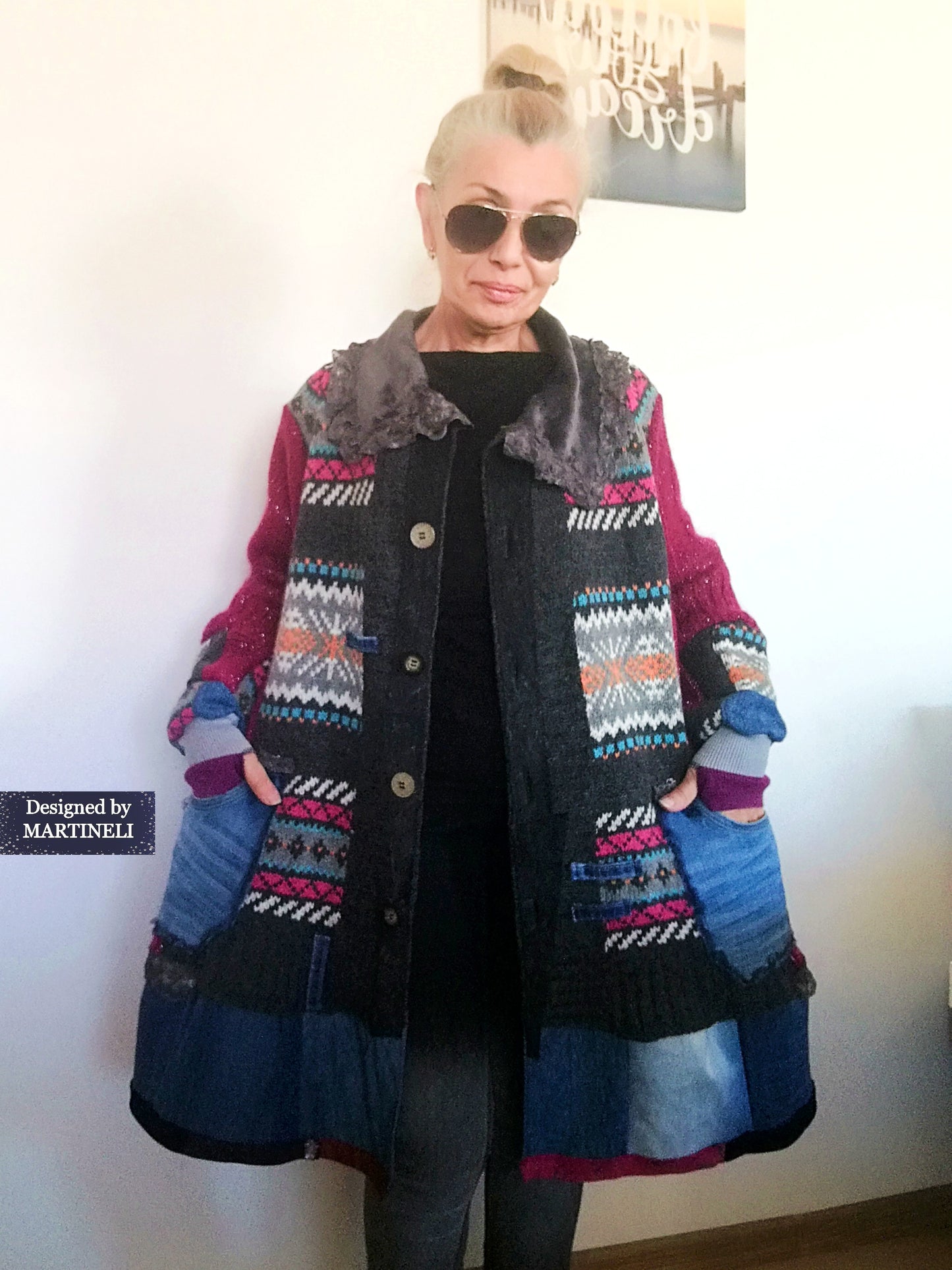 Plus Size Wool Cardigan 3XL Pink Jacket Dress Loose Denim Jacket