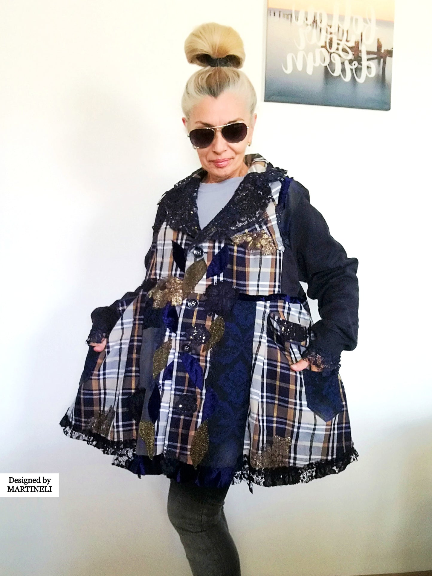 Plus Size Sweatshirt Jacket 2XL Loose Plaid Duster Jacket