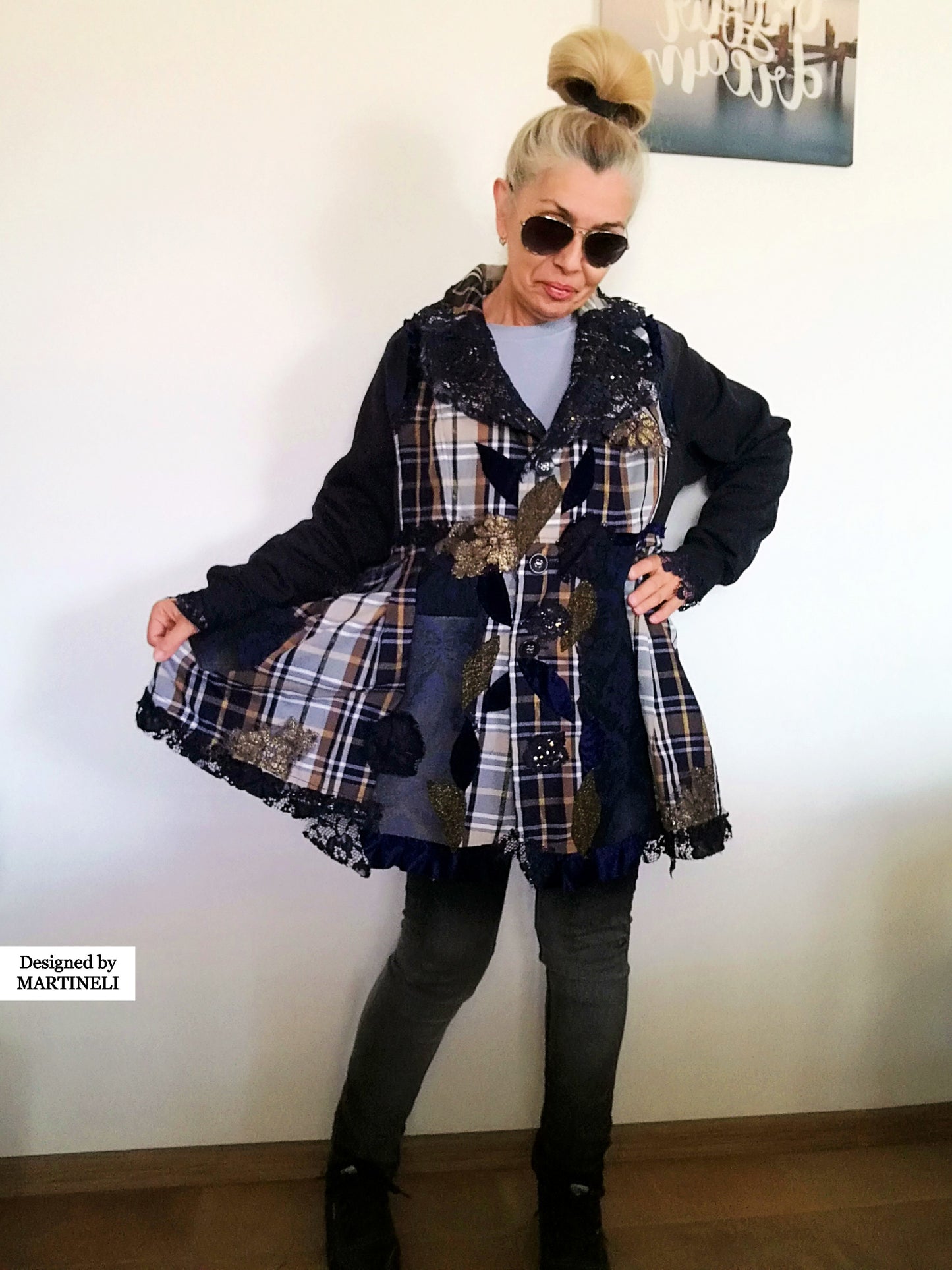 Plus Size Sweatshirt Jacket 2XL Loose Plaid Duster Jacket