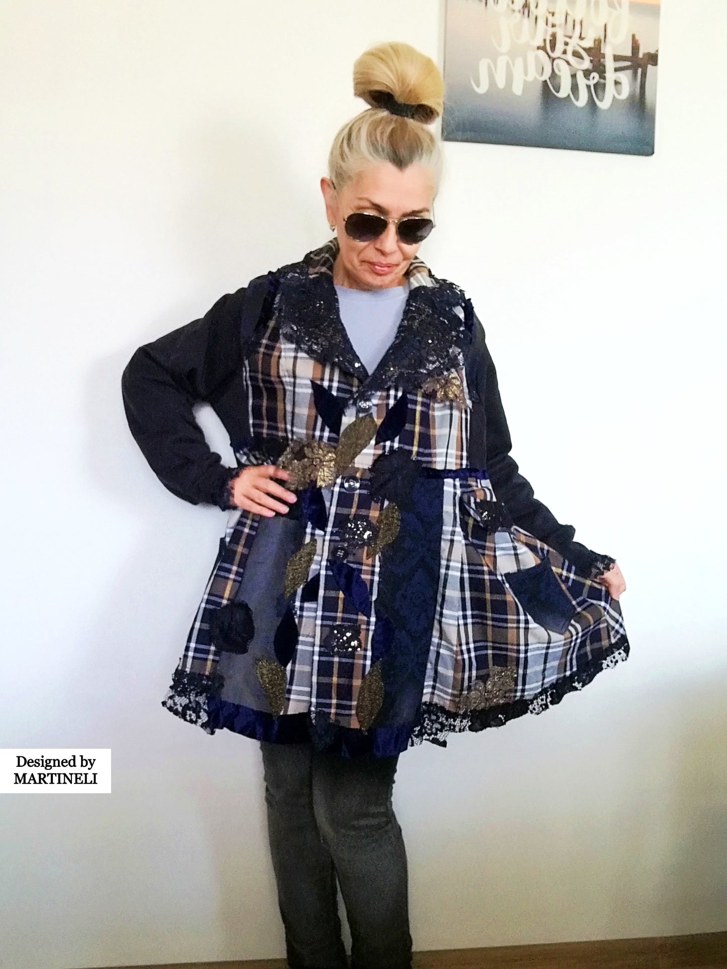 Plus Size Sweatshirt Jacket 2XL Loose Plaid Duster Jacket