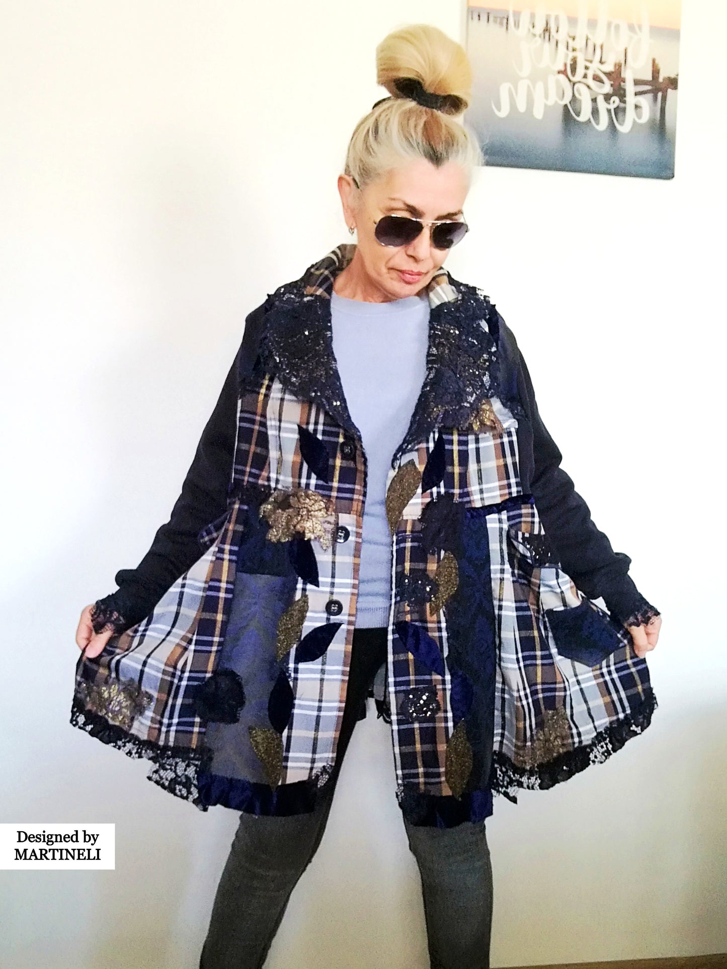 Plus Size Sweatshirt Jacket 2XL Loose Plaid Duster Jacket