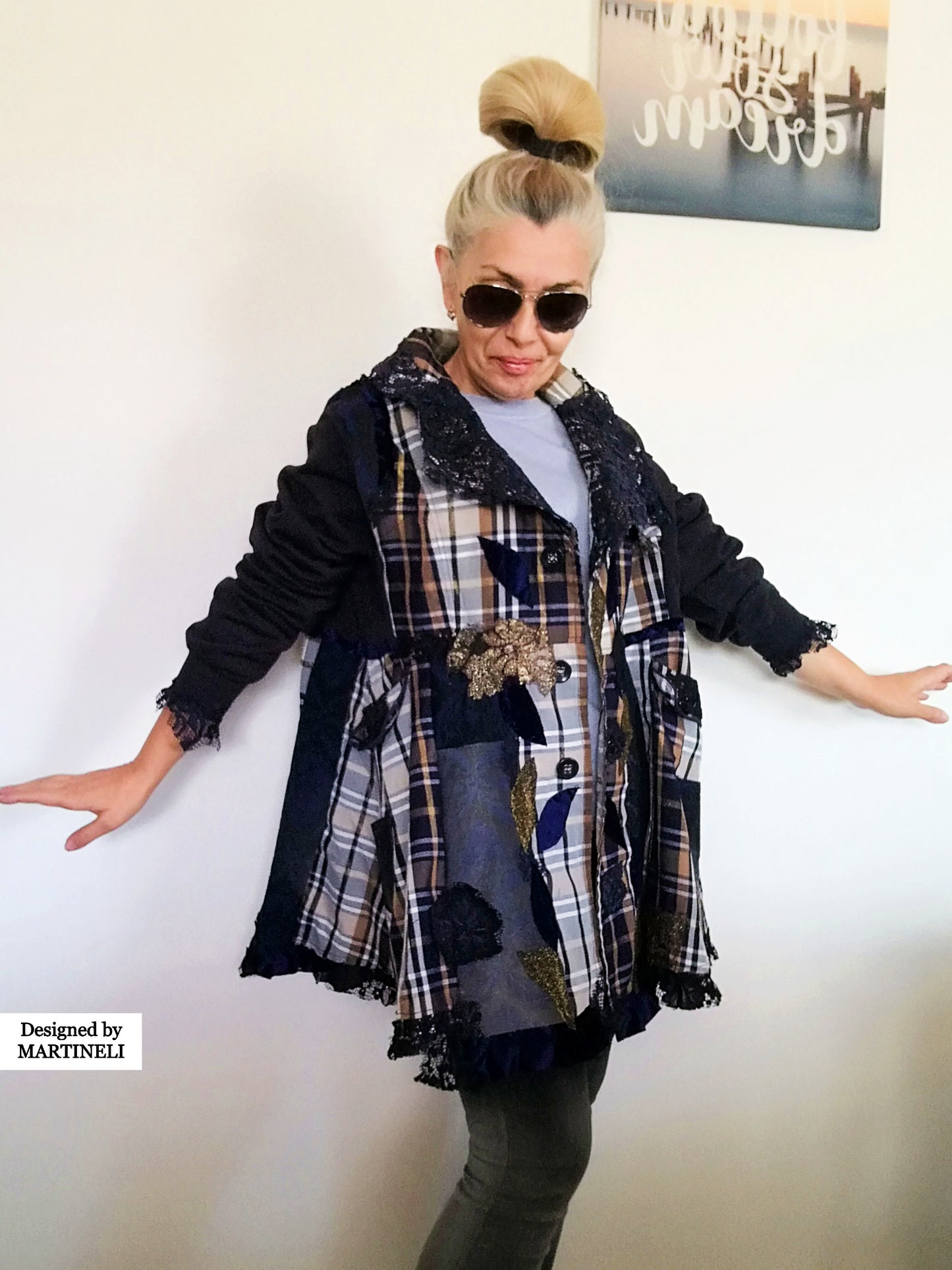 Plus Size Sweatshirt Jacket 2XL Loose Plaid Duster Jacket