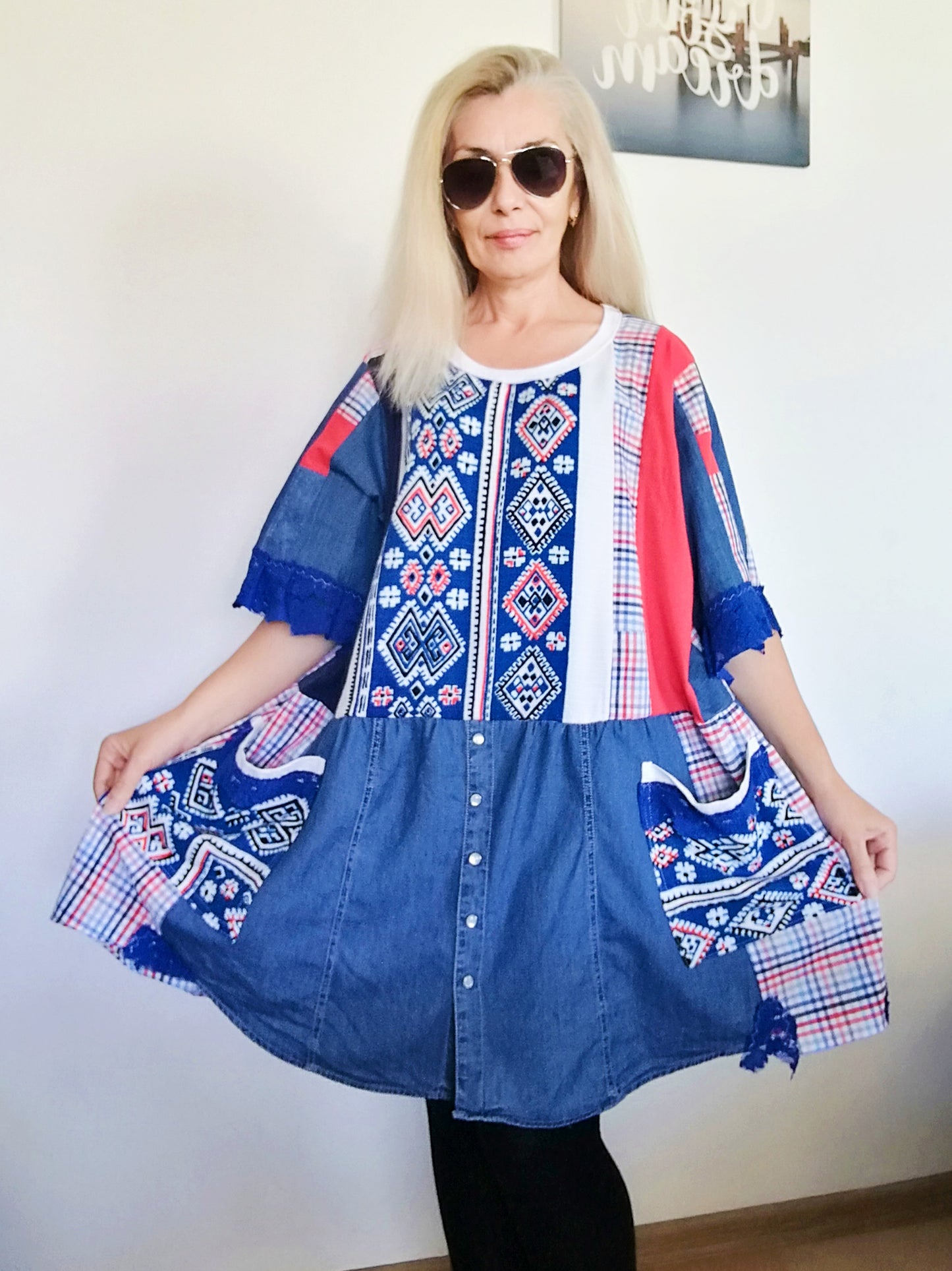 Plus Size Denim Dress 3X/4X Maxi Summer Ethnic Dress