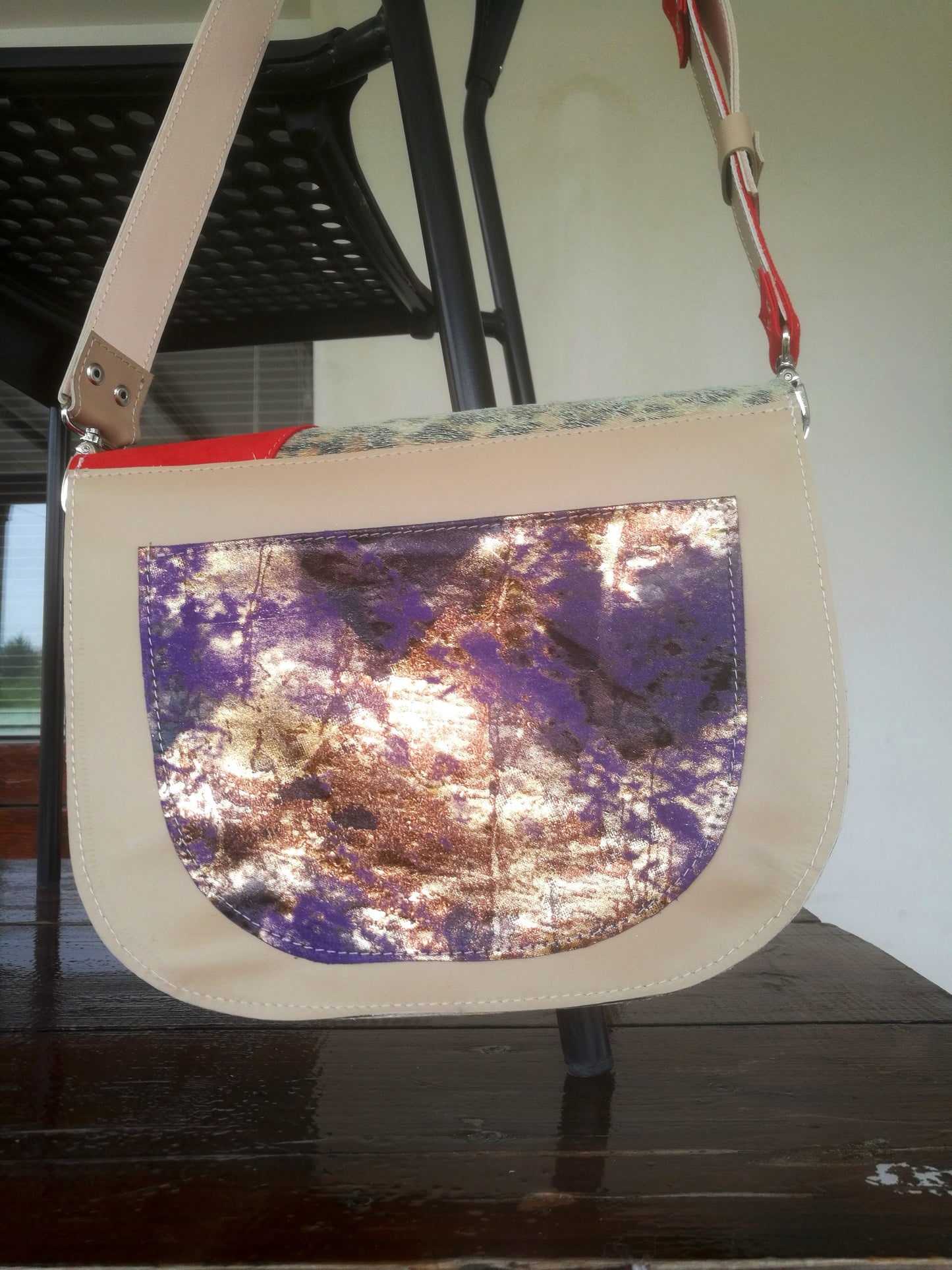 Colorful Crossbody Leather Bag Italian Leather Saddle Bag