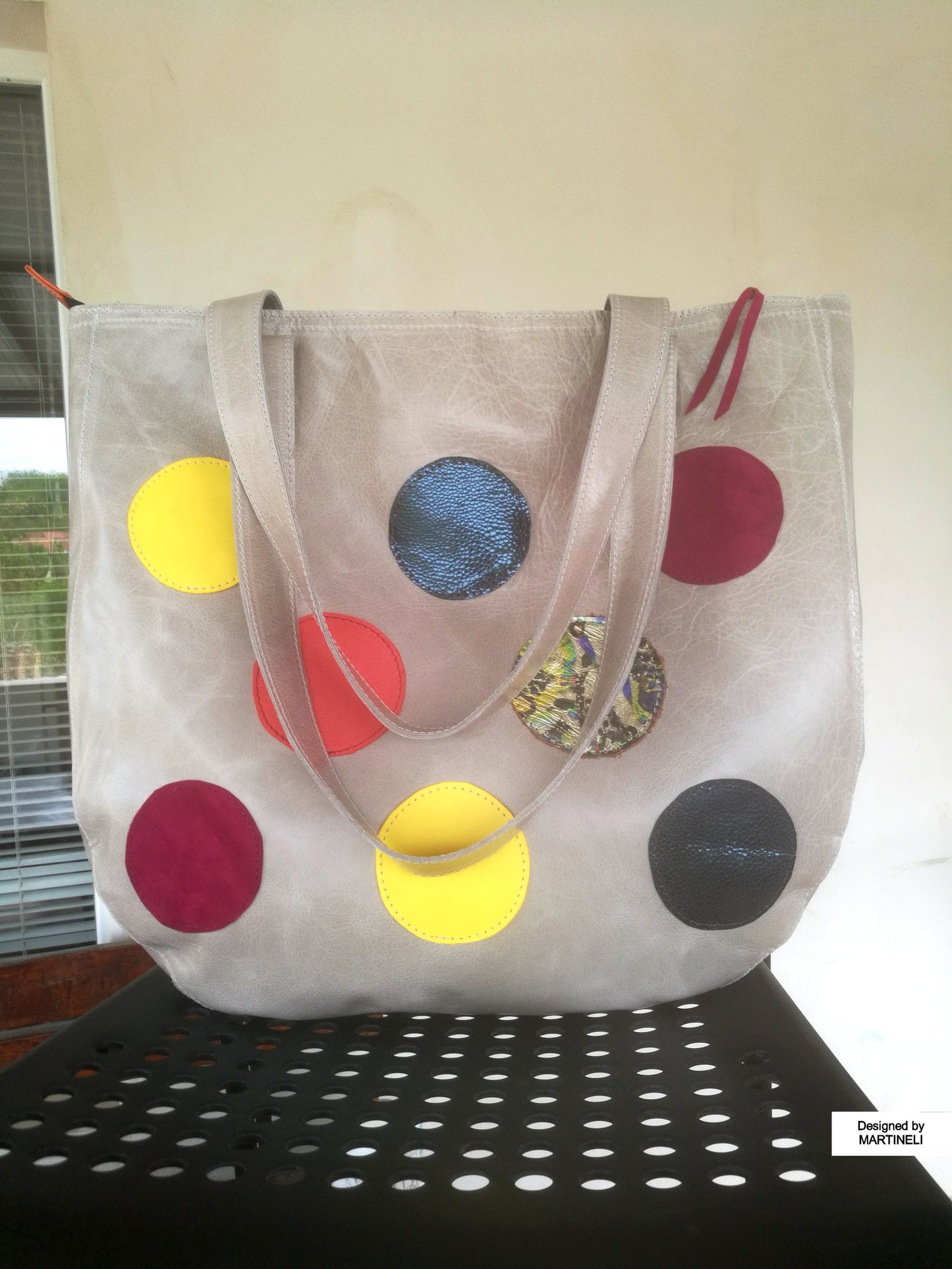 Extra Large Leather Tote Bag Gray Italian Leather Shoulder Bag